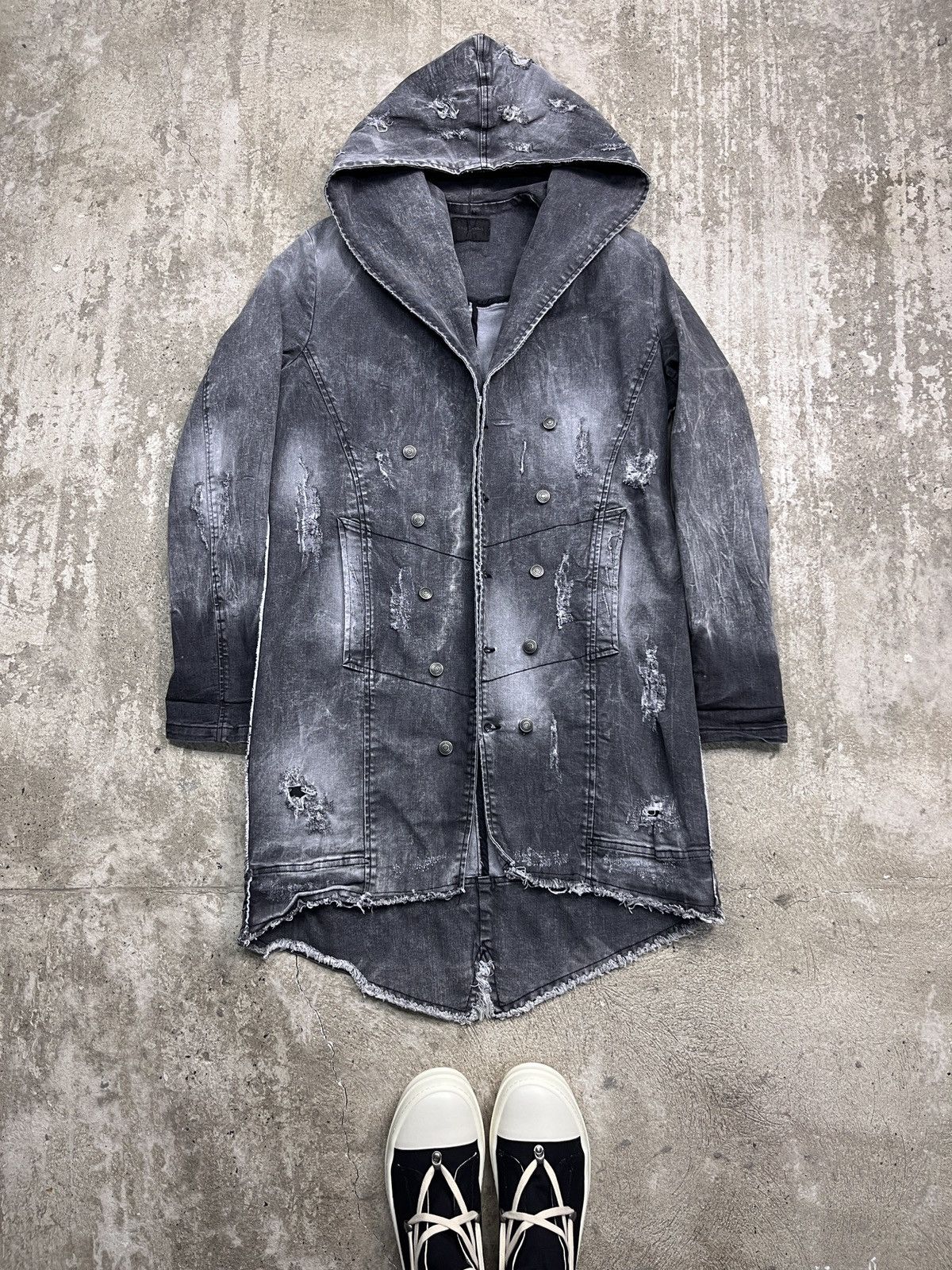 Xagon Man XAGON MAN ARCHIVE DISTRESSED FADED DENIM COAT JACKET - 2276 Size US M / EU 48-50 / 2 - 5 Thumbnail