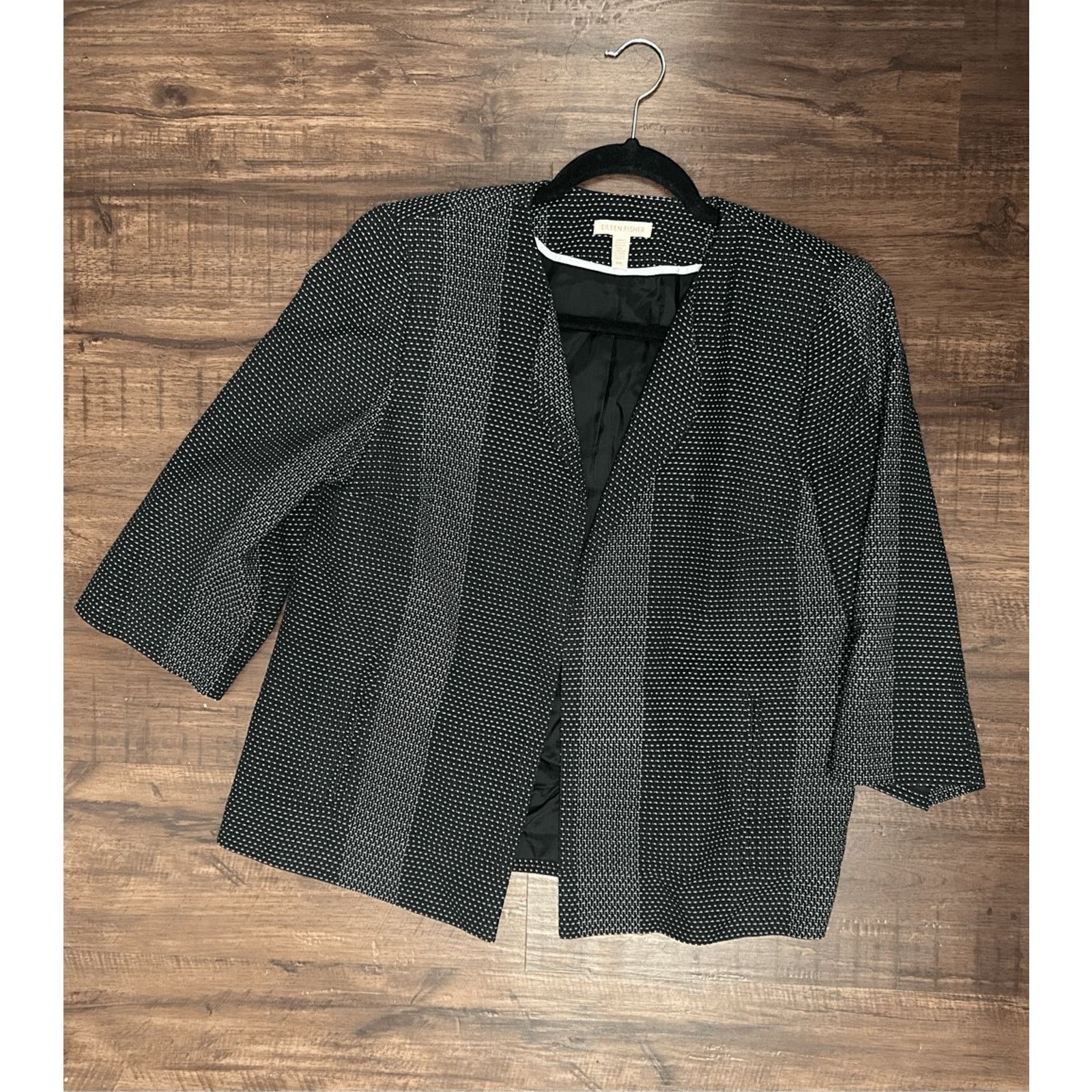 Eileen Fisher Eileen Fisher Woven Round Neck Open-Front Blazer Sz Small Size S / US 4 / IT 40 - 2 Thumbnail