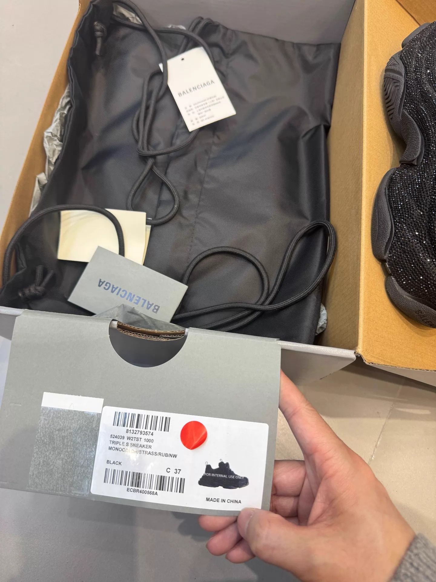Balenciaga Balenciaga Triple S Black Crystal-embellished Sneaker Size US 6.5 / IT 36.5 - 5 Thumbnail