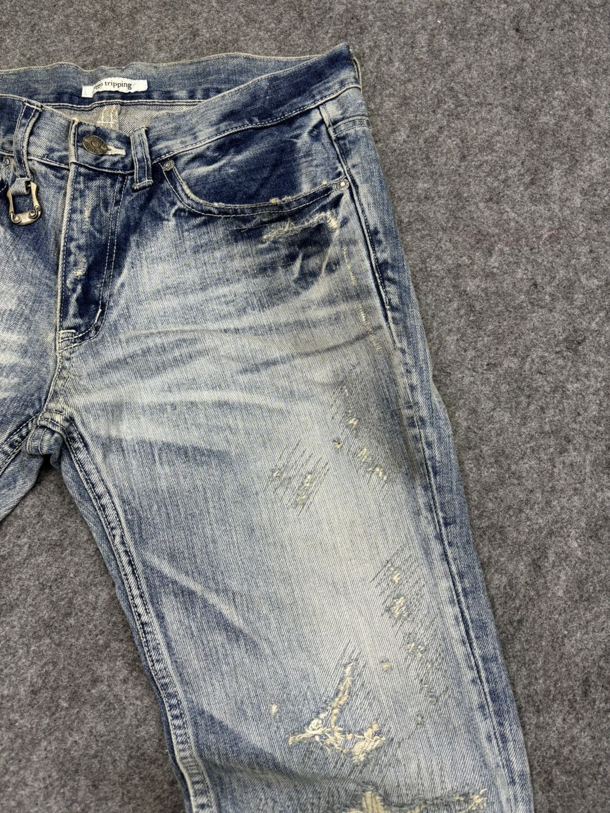 Japanese Brand 💥Denim Art💥Ego Tripping Heavy Distressed Denim F758 Size US 30 / EU 46 - 3 Thumbnail