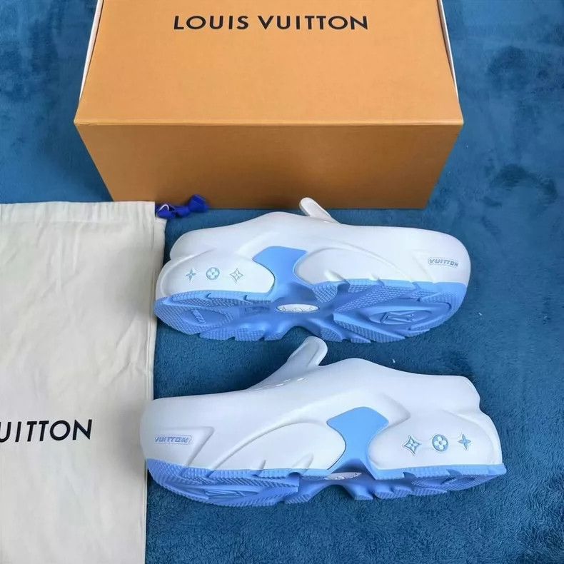 Louis Vuitton Louis Vuitton Shark Platform Slippers White Blue-2506 Size US 9 / EU 42 - 3 Thumbnail