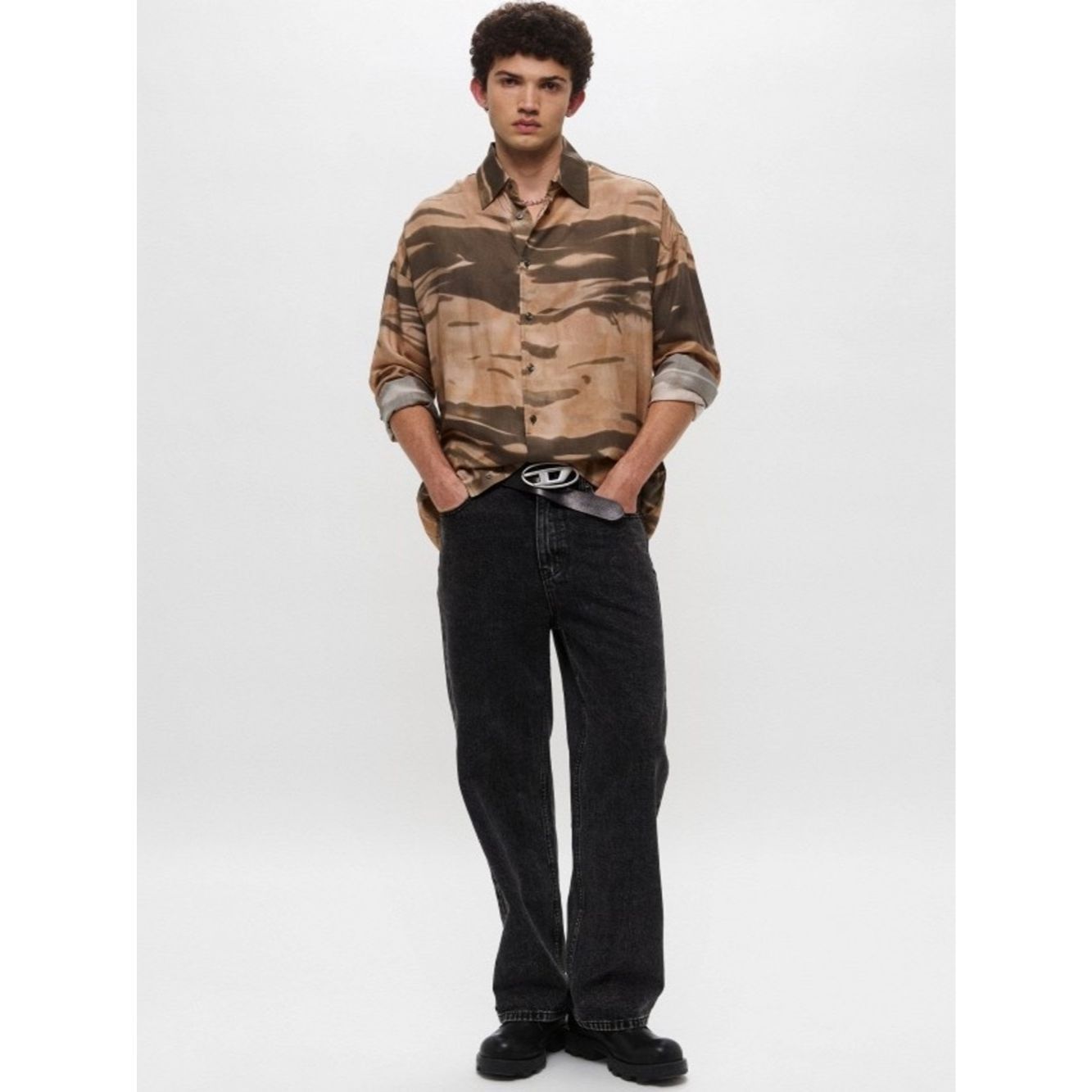 Diesel Diesel S-Fluid-CMF Oversized Lyocell Shirt XL Abstract Camo Size US XL / EU 56 / 4 - 1 Thumbnail