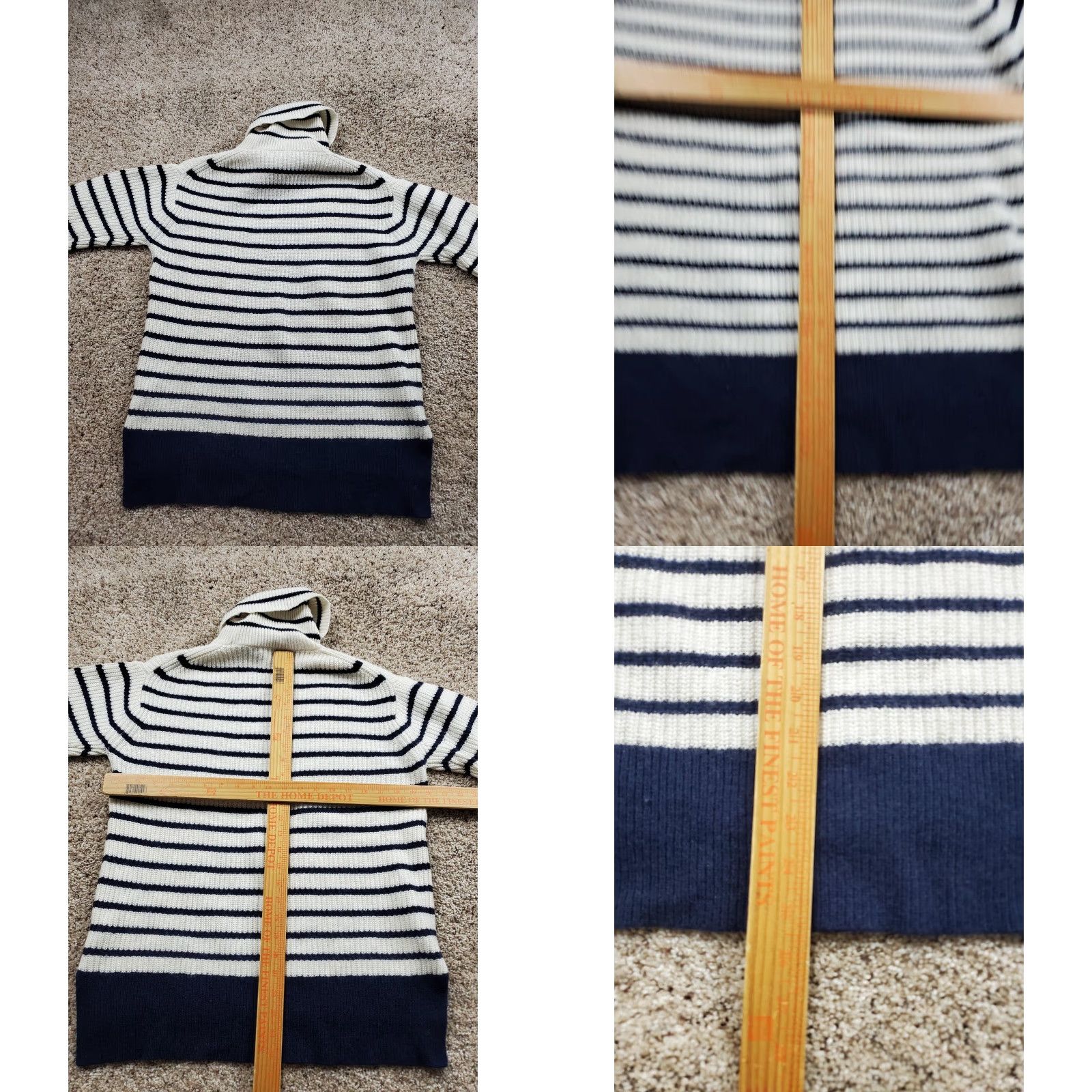 J.Crew J.Crew Sweater Womens Medium Navy White Stripe Wool Blend Turtleneck Pullover Size M / US 6-8 / IT 42-44 - 8 Thumbnail