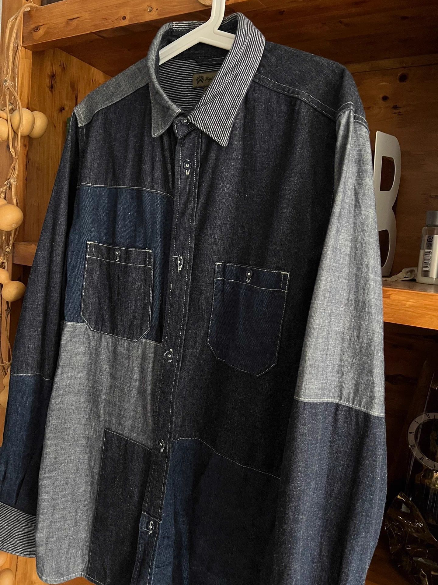 Nigel Cabourn Nigel Cabourn Indigo Paneled Work Shirt Size 50 Mint Size US M / EU 48-50 / 2 - 3 Thumbnail