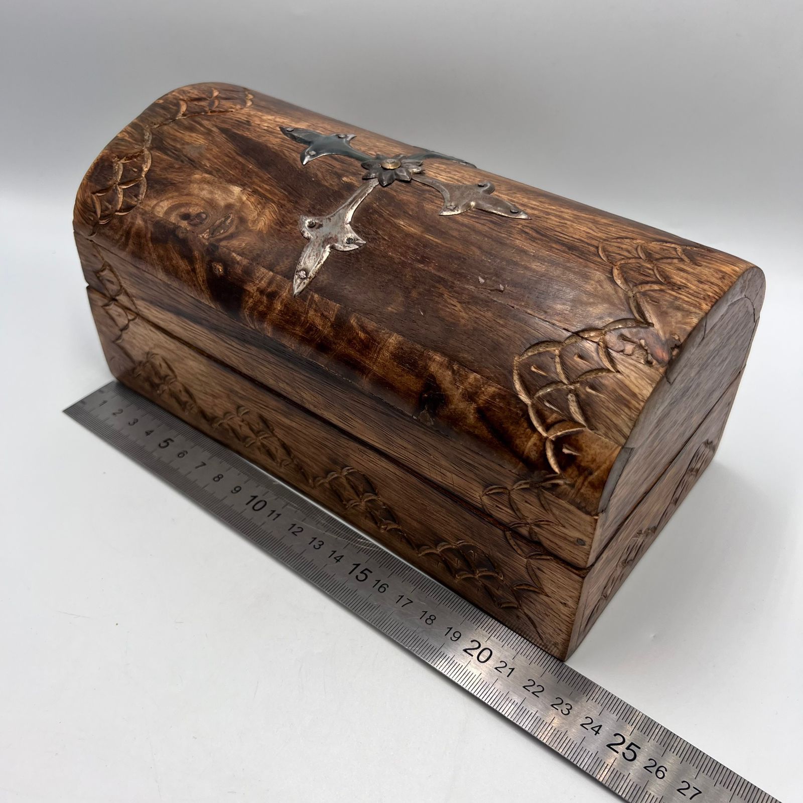 Vintage Vintage Carved Wooden Jewelry Boxes Set Handmade Hardwood Size ONE SIZE - 10 Thumbnail
