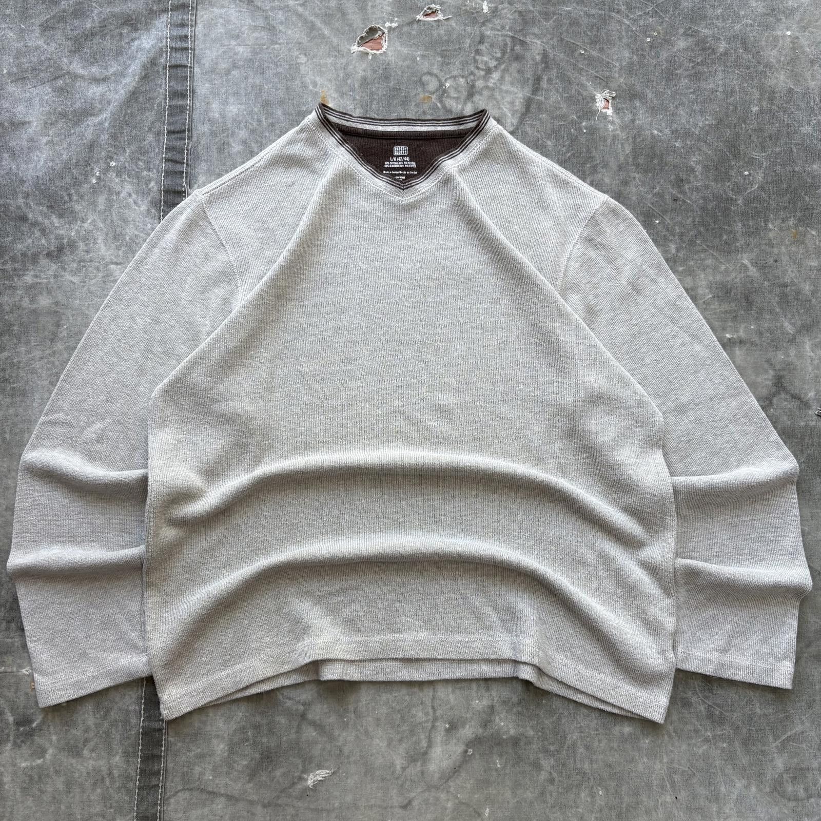 Faded Glory Vintage Y2K Faded Glory Cream Beige Rib Knit V-Neck Sweater Size US L / EU 52-54 / 3 - 1 Thumbnail