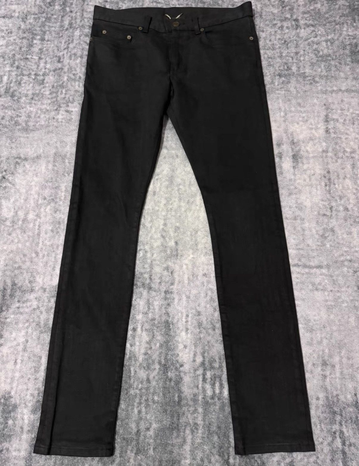 Saint Laurent Paris Saint Laurent (SLP) 14FW Stretch Black Basic Denim Jeans Size US 32 / EU 48 - 1 Thumbnail
