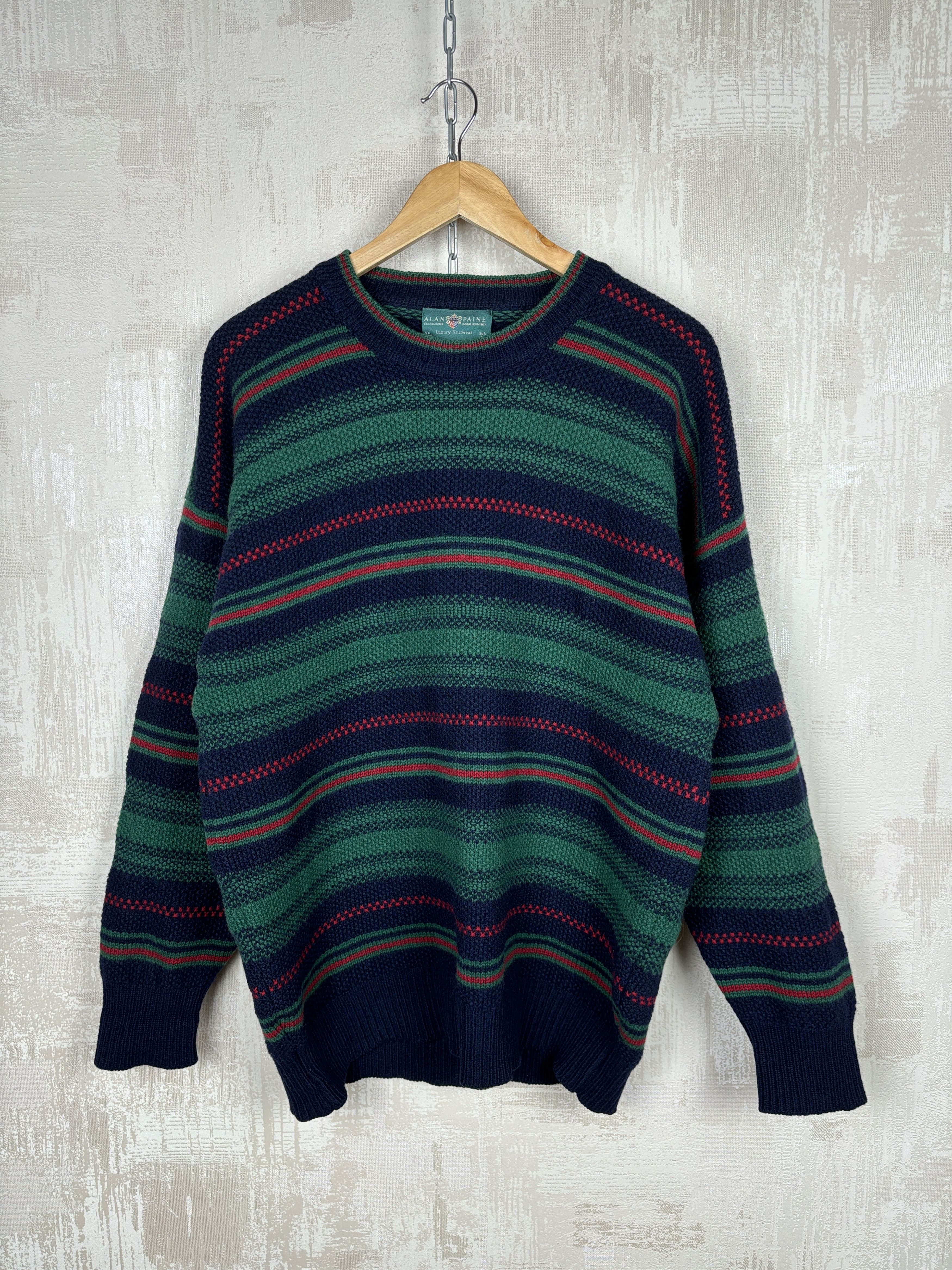 Alan Paine × Vintage Alan Paine Wool Crew Sweater Striped Size UK 40" EU 48 Size US L / EU 52-54 / 3 - 3 Thumbnail