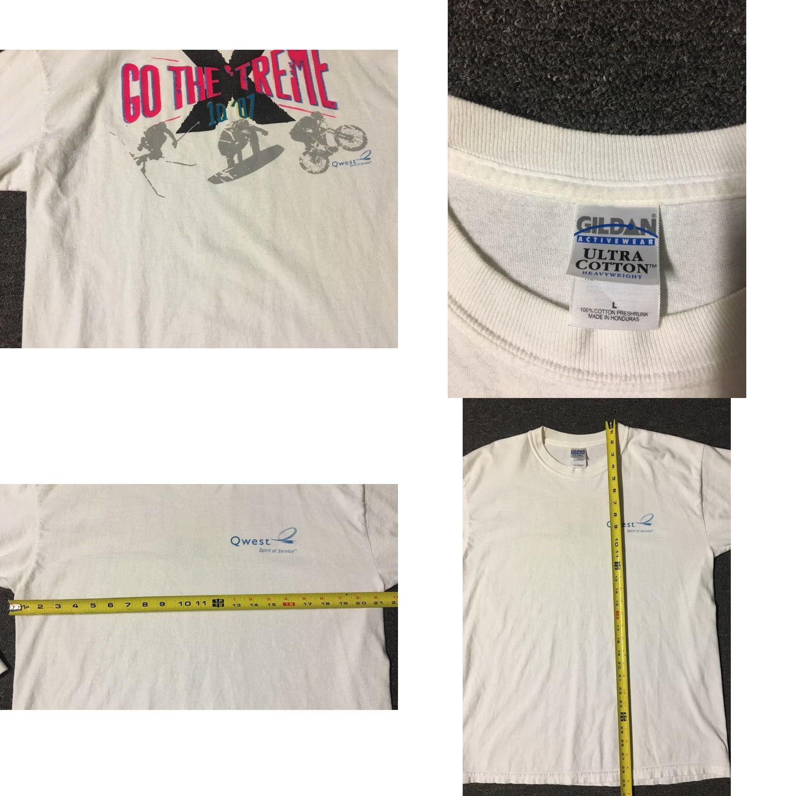 Apple VINTAGE Qwest Go The Extreme Sales Rep Shirt L White Cotton Mens T-Shirt 90s Grunge Telephone Apple Retro Size US L / EU 52-54 / 3 - 8 Thumbnail