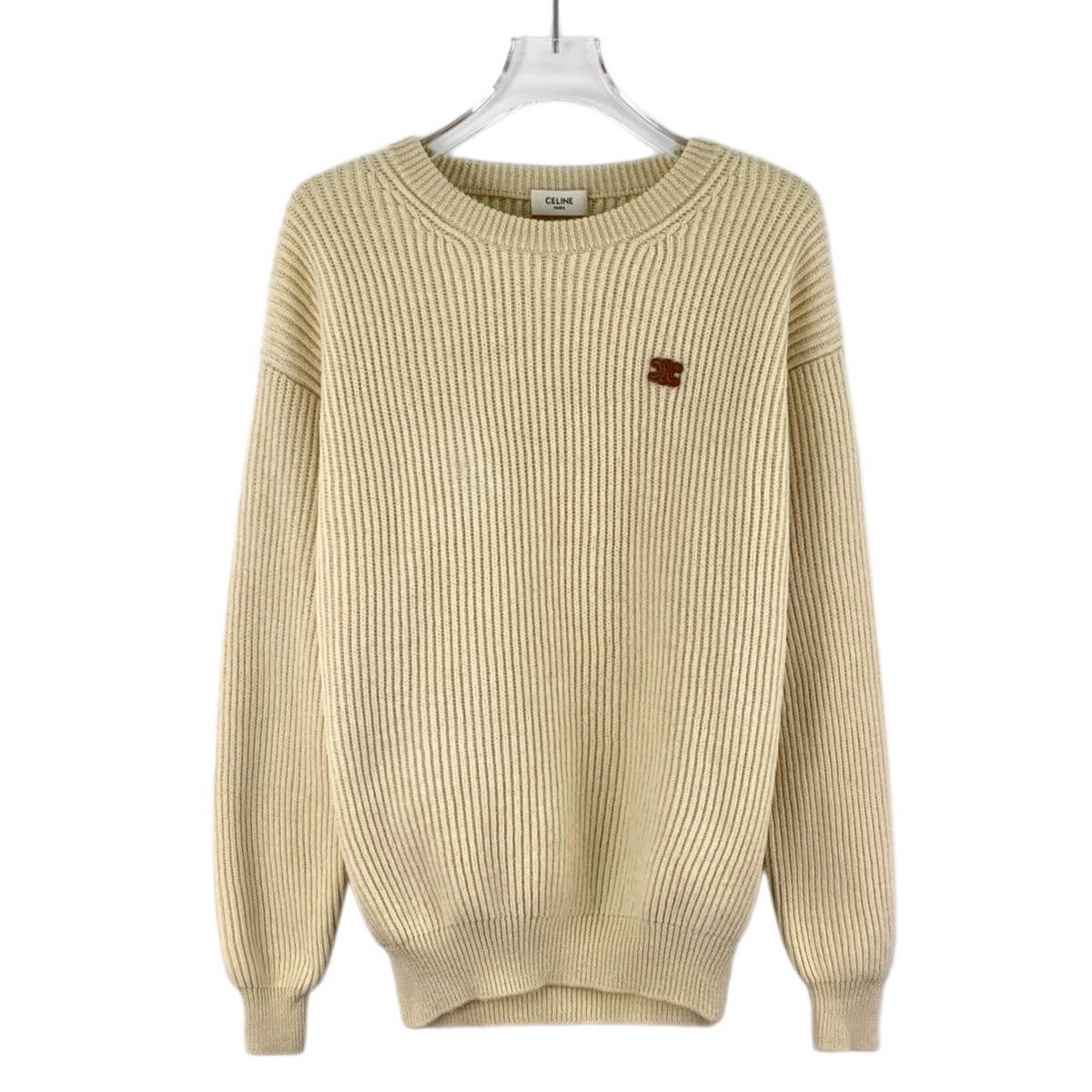 Celine Celine Light Yellow Triomphe Long Sleeve Knit Sweater K26WX Size M / US 6-8 / IT 42-44 - 1 Thumbnail