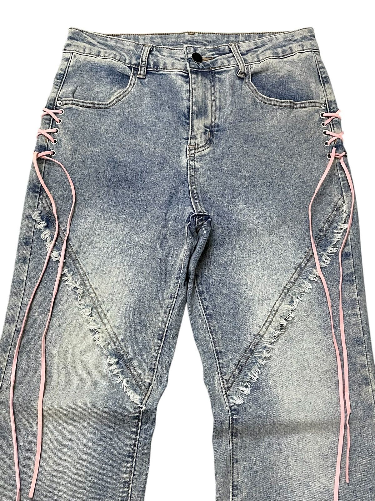 If Six Was Nine × LOWBOX × Le Grande Bleu (L.G.B.) Paneled Laces Flare Japanese Brand Vintage Jeans Size US 28 / EU 44 - 7 Thumbnail