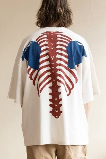 Kapital Kapital Skeleton tee (White/ Red / Blue) last drop Size US XL / EU 56 / 4 - 3 Thumbnail