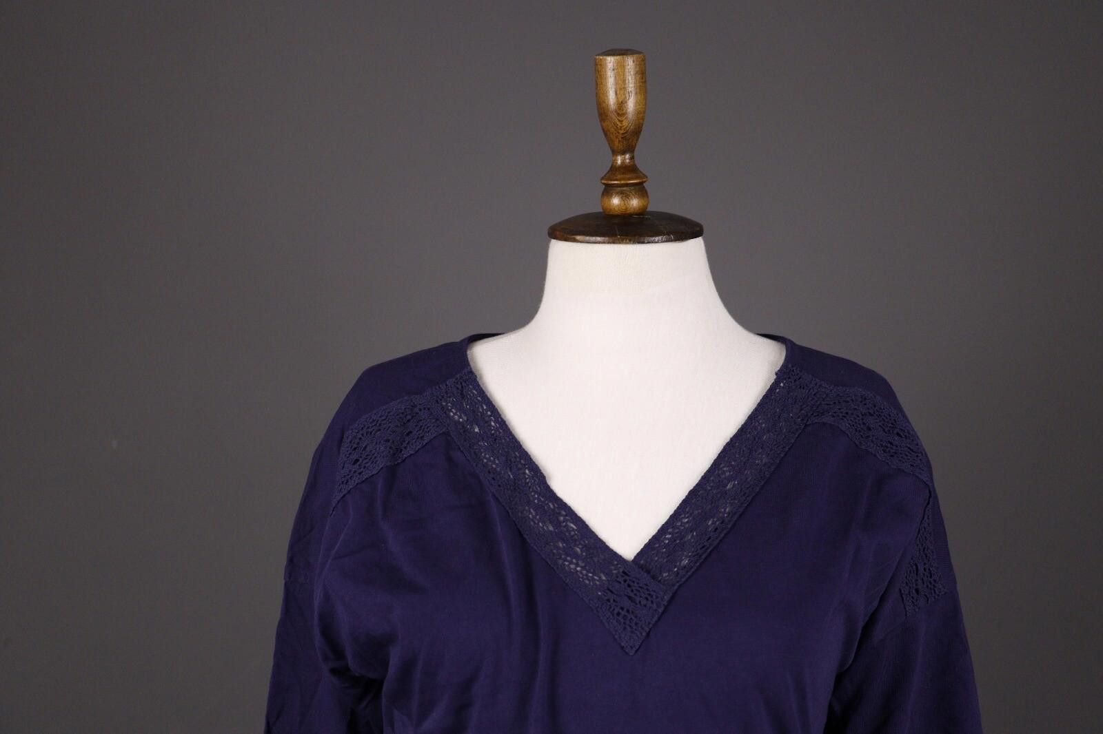 Designer Deerberg by Oska Blue Lace Cotton Blouse Shirt Size M Size M / US 6-8 / IT 42-44 - 2 Thumbnail