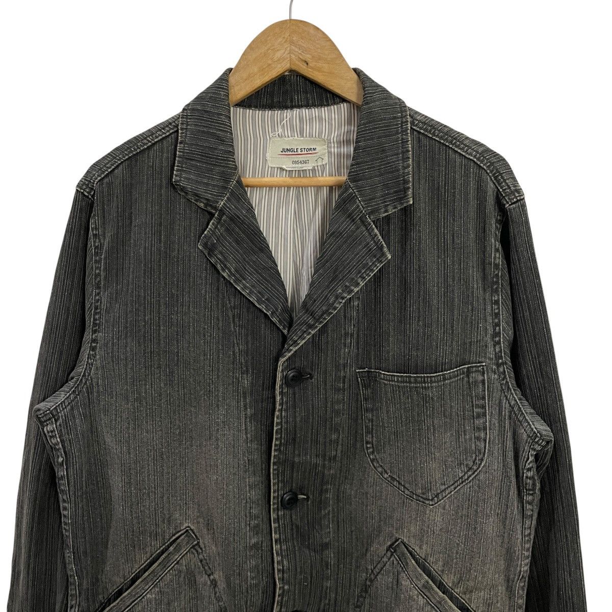 Japanese Brand Vintage Jungle Storm Stripe Denim Jacket Size US L / EU 52-54 / 3 - 2 Thumbnail