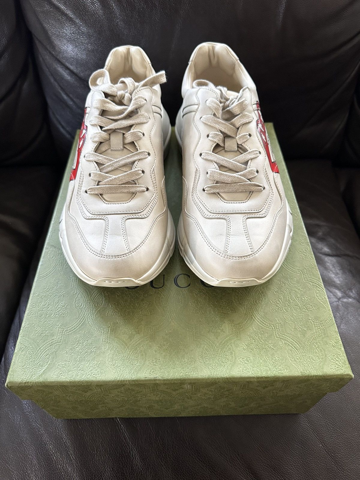image of Gucci Rhyton ‘Mouth’ Sneaker in Beige, Men's (Size 9.5)