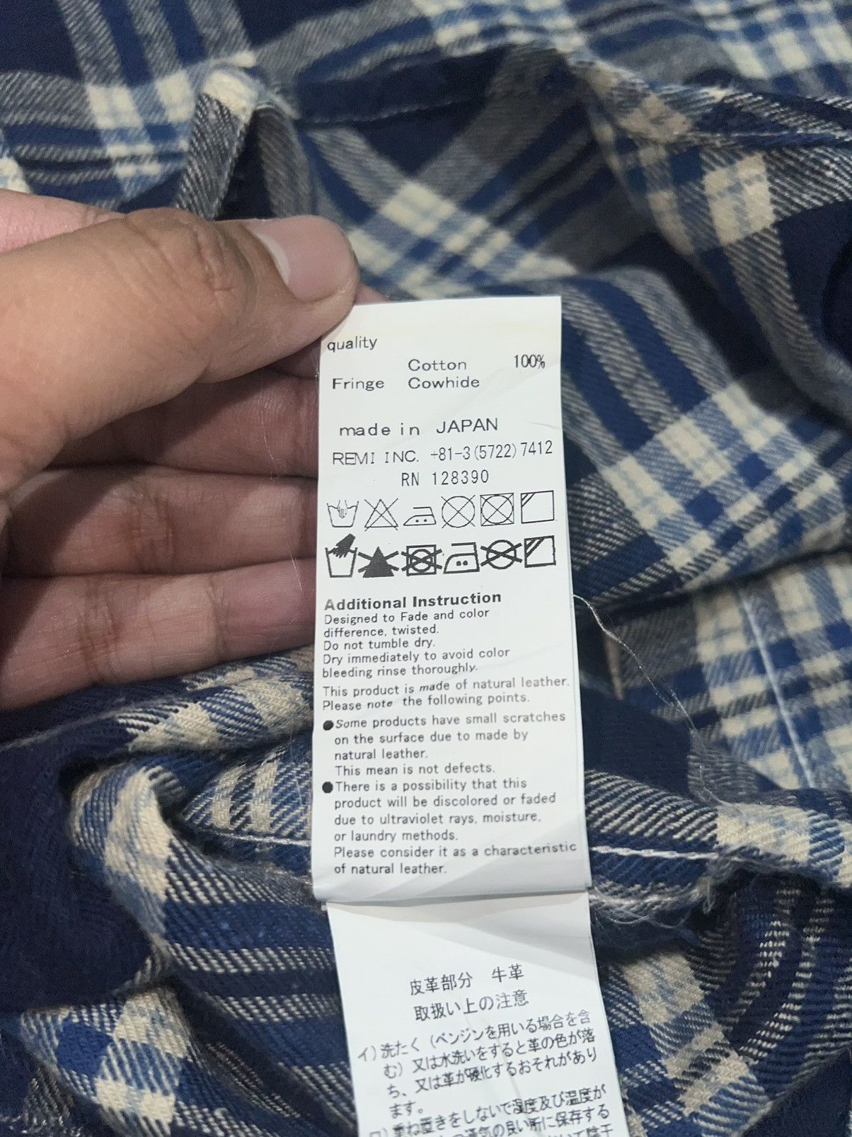 Tornado Mart 1990s Remi Relief - Yoke Leather Fringe Plaid Flannel Shirt Size US M / EU 48-50 / 2 - 8 Thumbnail