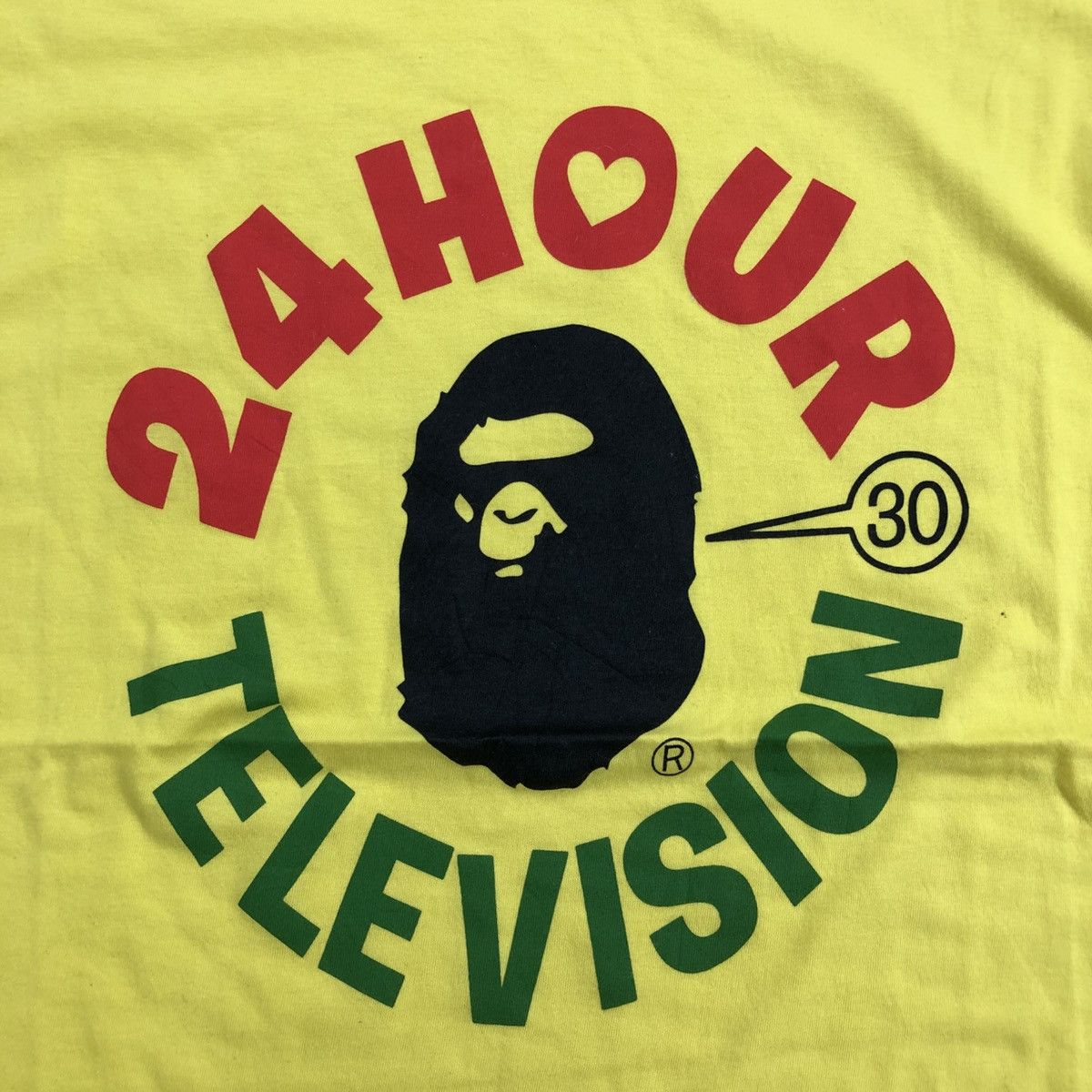Bape × Vintage Vintage Bape x 24 Hour Television Iconic Logo Yellow Tee Size US M / EU 48-50 / 2 - 3 Thumbnail