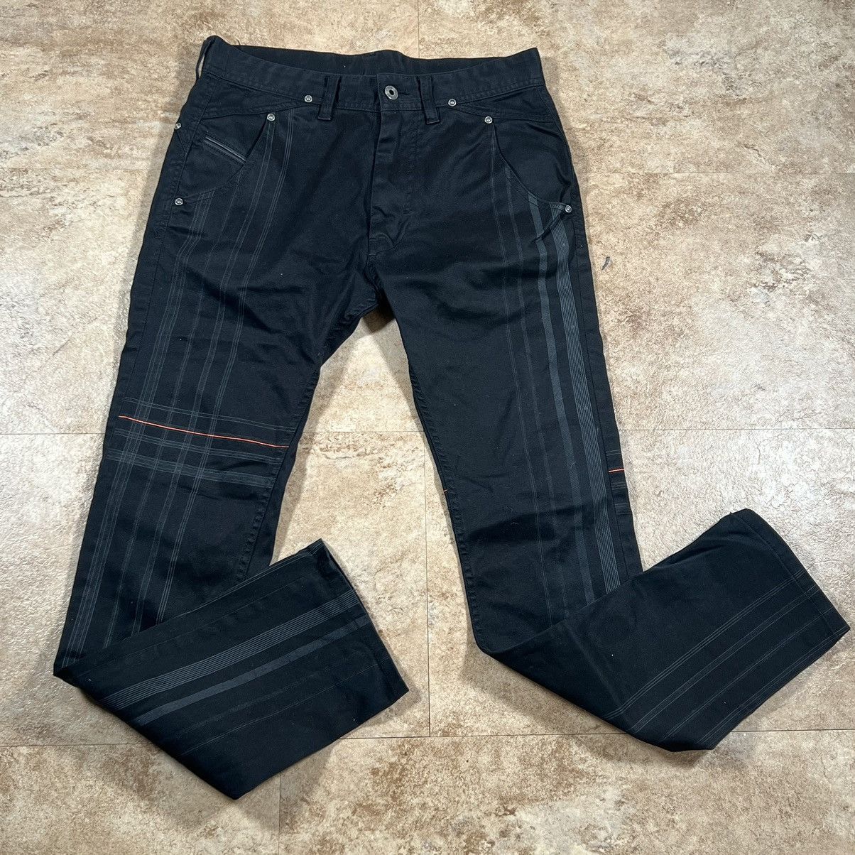 Vintage Diesel Grunge Pants Black Stripped Skate Y2K Pockets