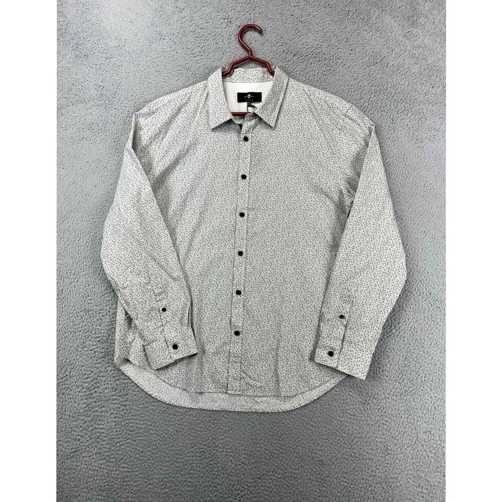 7 For All Mankind 7 For All Mankind Shirt Adult 2XL Grey Floral Button Up Long Sleeve Mens Size US XXL / EU 58 / 5 - 5 Thumbnail