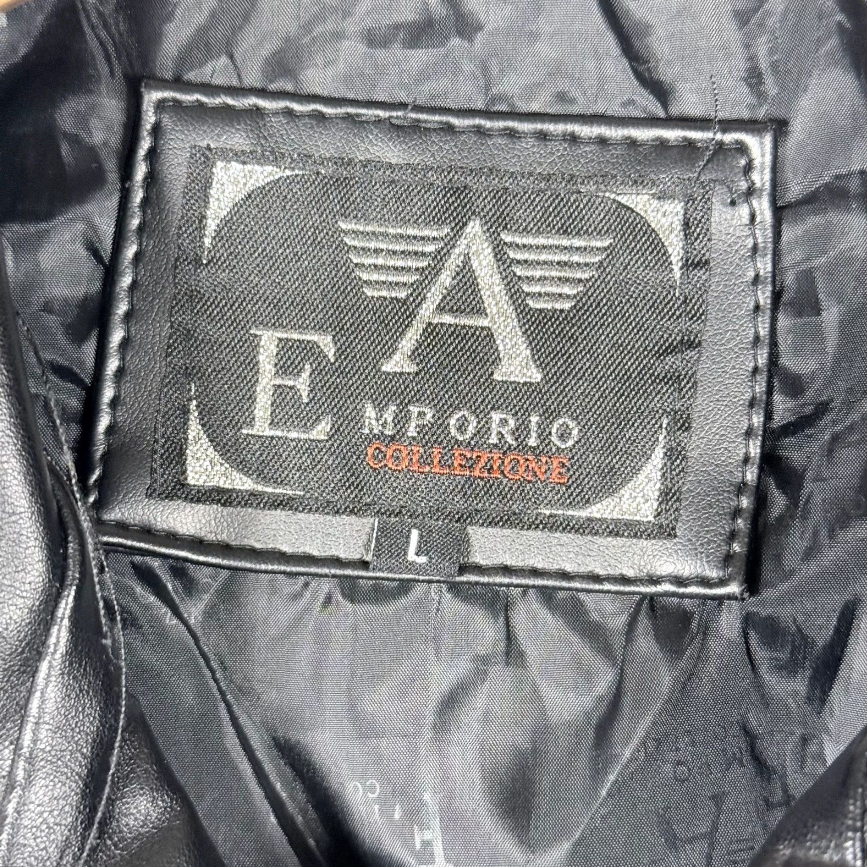 Emporio Armani VINTAGE Emporio Collezione Leather Moto Jacket Men L Black Long Sleeve Size US L / EU 52-54 / 3 - 7 Thumbnail
