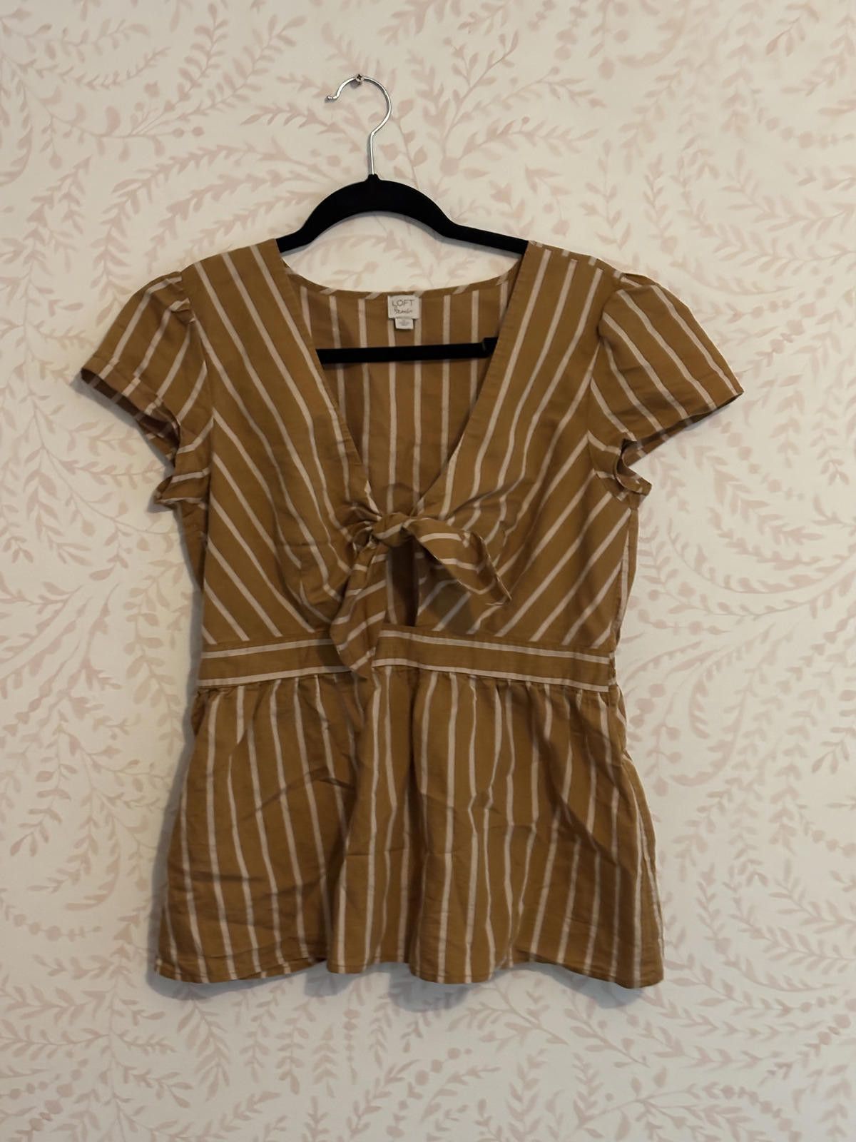 Other LOFT Beach Striped Tie-Front Short Sleeve Top Size XS / US 0-2 / IT 36-38 - 1 Thumbnail