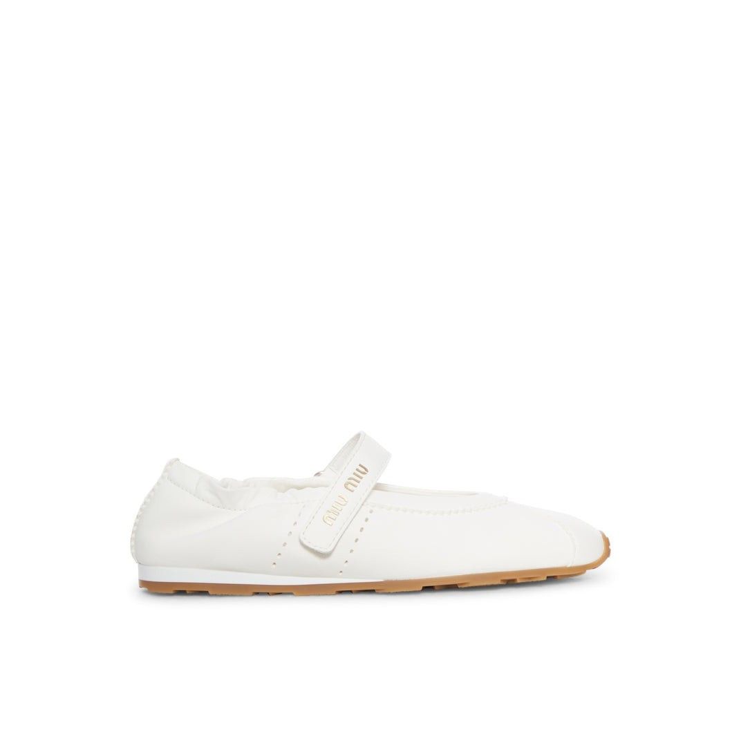 MIU MIU Plume $975 White Leather Ballerinas New & Authentic