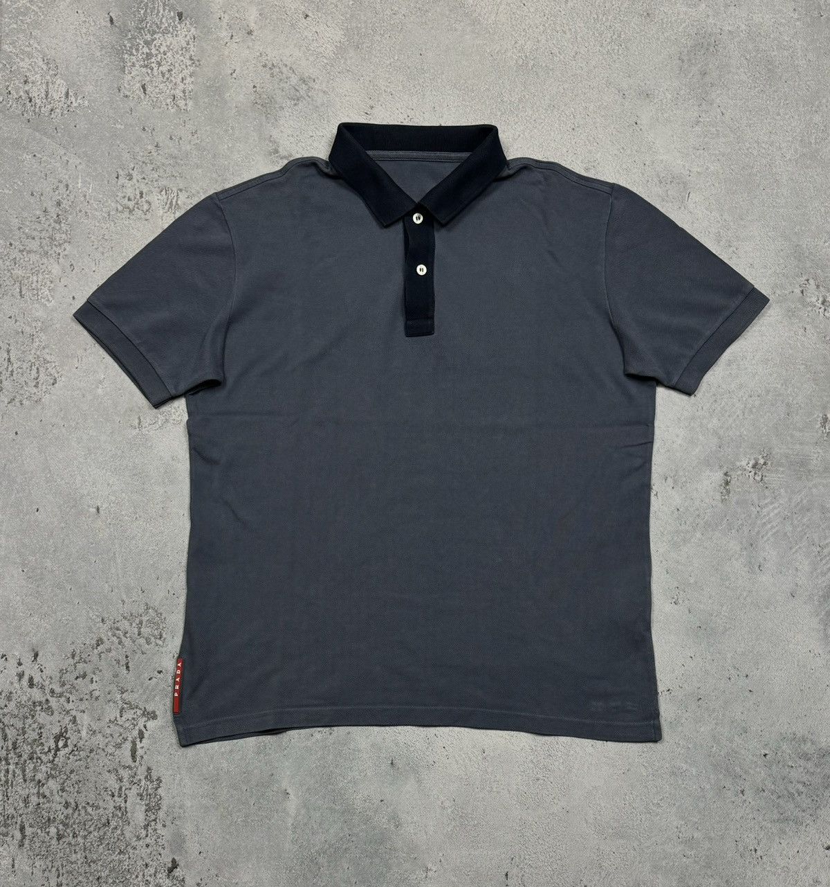 Image of Prada Gray Navy Red Tab Polo in Gray/Navy, Men's (Size XL)