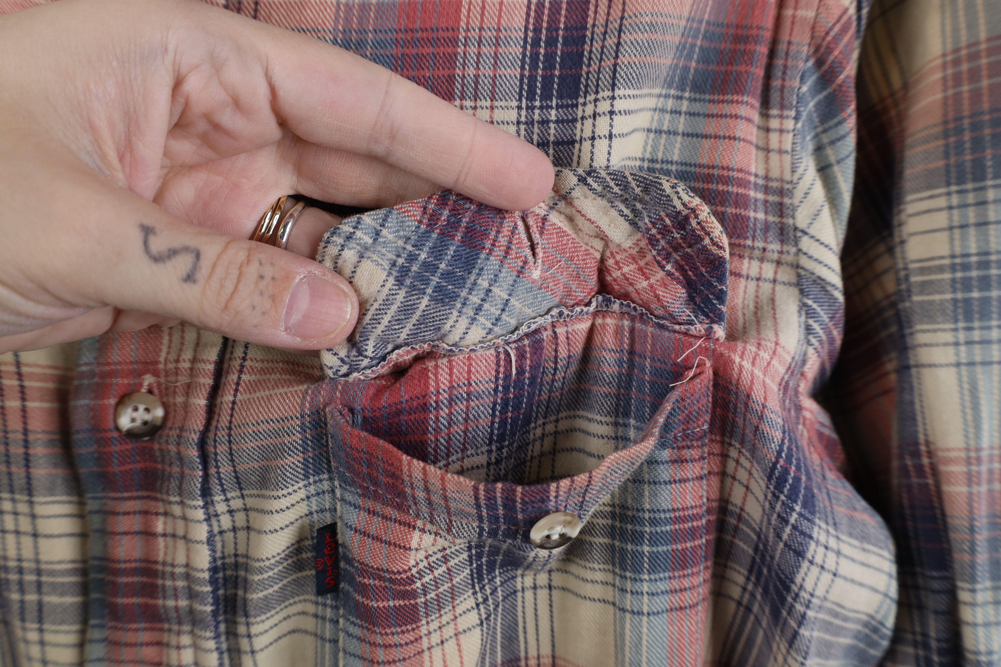 Levi's Vintage 70s 80s Levis Flannel Collared Button Shirt Plaid Size US M / EU 48-50 / 2 - 5 Thumbnail