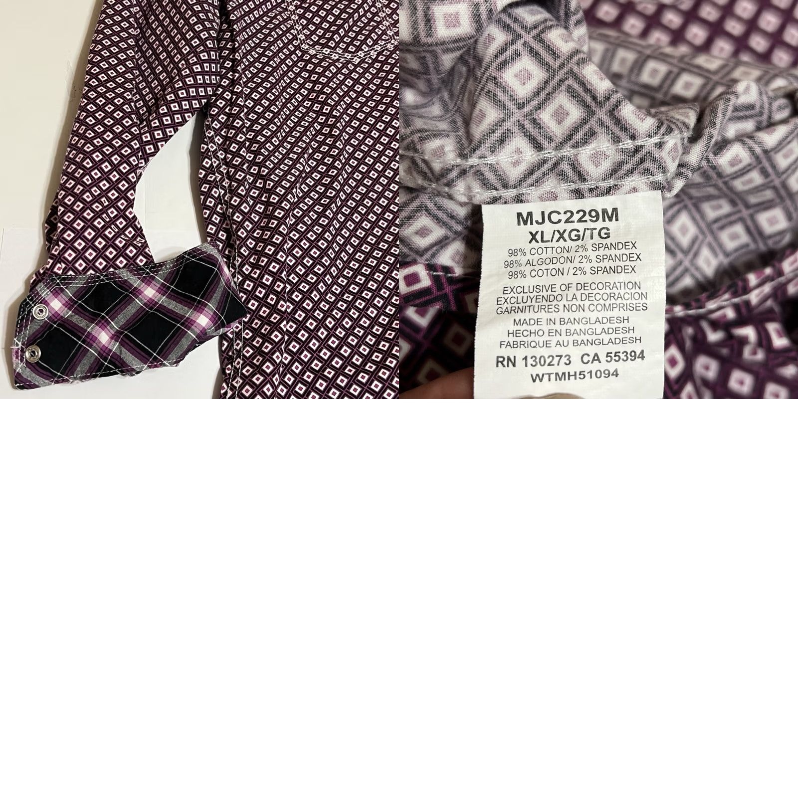 Wrangler Wrangler 20X Competition Men’s Shirt XL Long Sleeve Pearl Snap Western Purple Size US XL / EU 56 / 4 - 8 Thumbnail