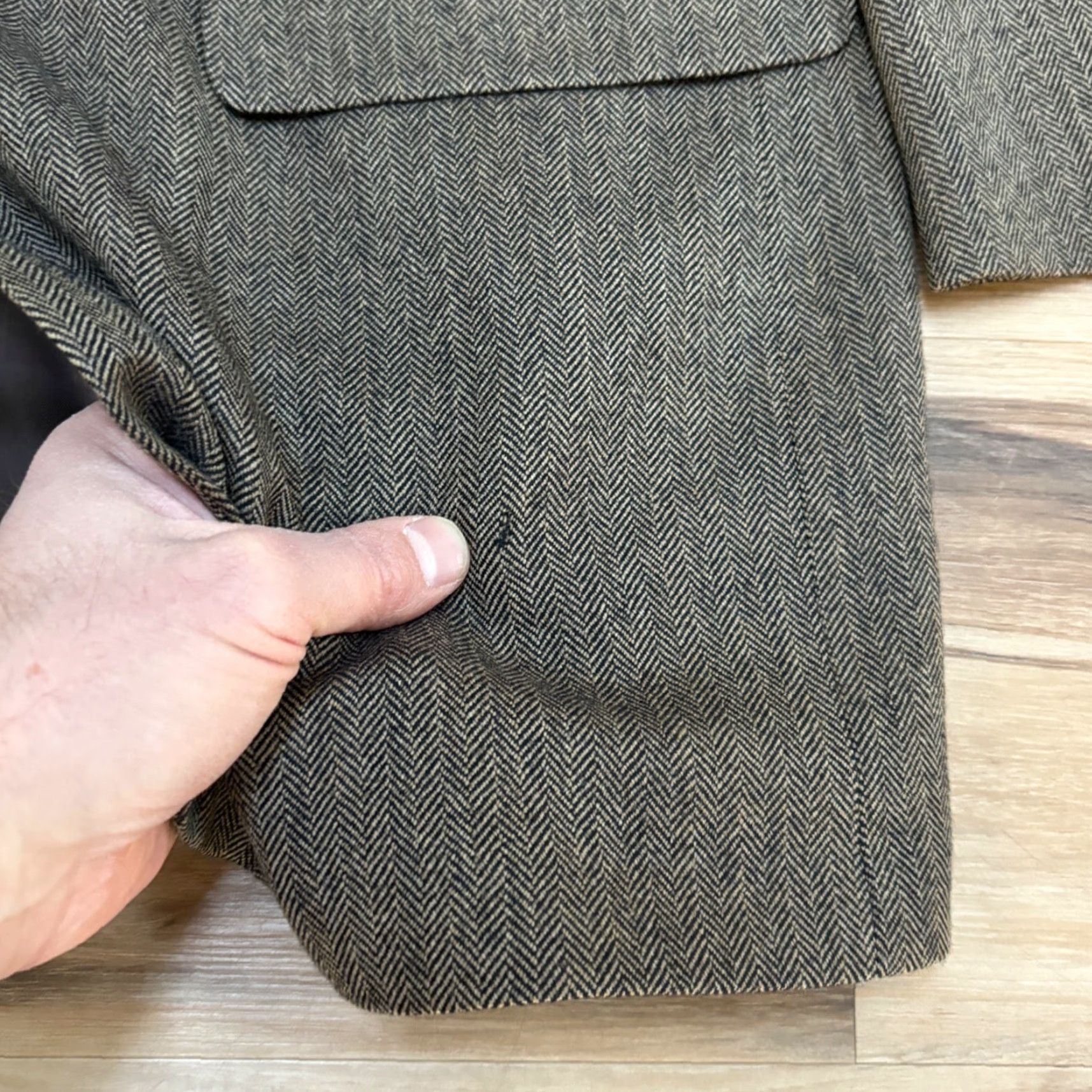 Ralph Lauren VINTAGE Lauren Ralph Lauren Blazer Mens 46L Lambs Wool Houndstooth Sport Coat Size 46R - 6 Thumbnail