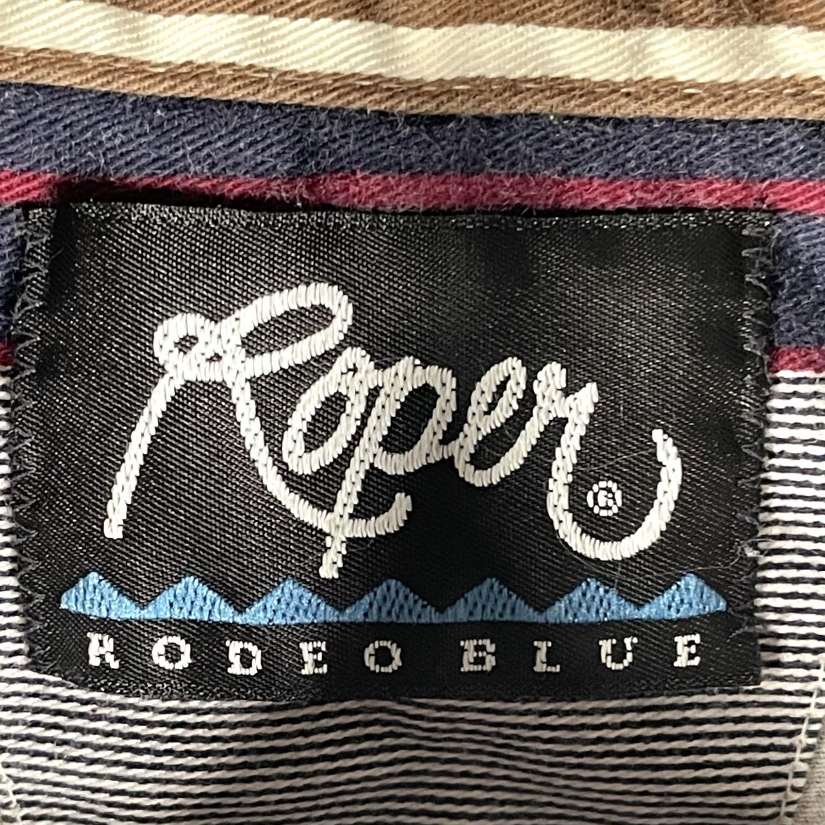 Roper VTG Roper Shirt Mens XL Button-Down Western Striped Casual Button-Up Rodeo Blue Multicolor Pocketed Long Sleeve Size US XL / EU 56 / 4 - 5 Thumbnail