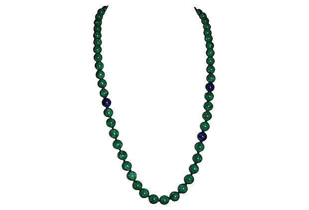 Designer Kenneth Lane Simulated Jade and Lapis Bead Necklace Size ONE SIZE - 2 Thumbnail