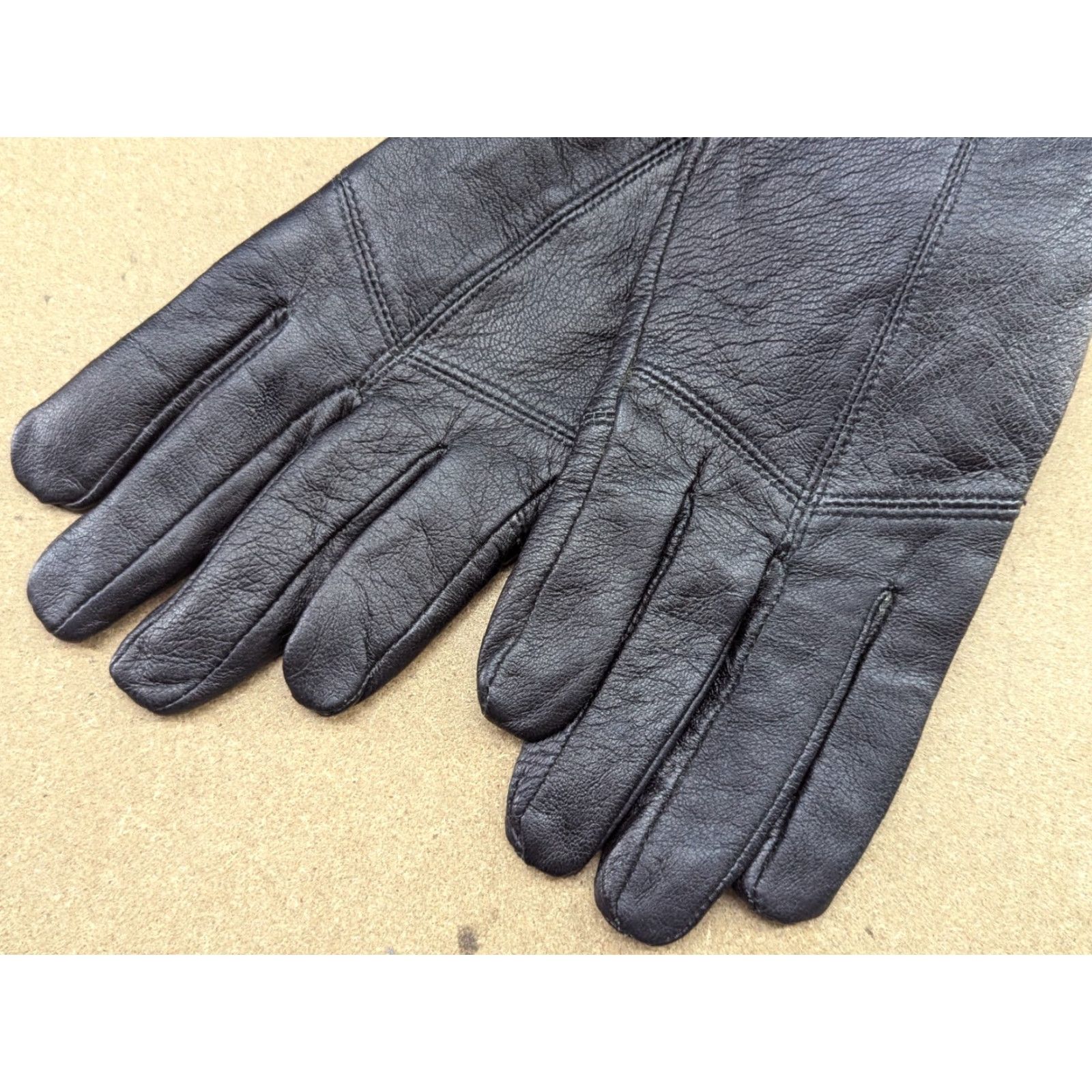 Vintage Genuine Leather Mens Gloves XL Black Lined Warm Winter Dressmann Leather Glove Mens XL Black Winter Gloves Size ONE SIZE - 4 Thumbnail