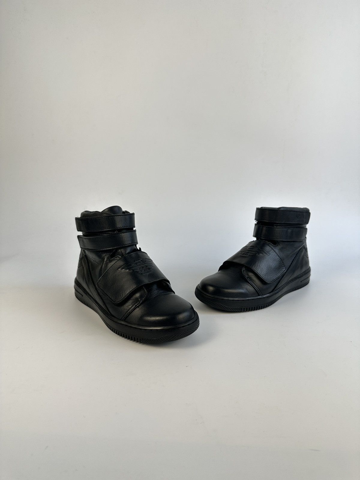 Armani ARMANI JUNIOR Black Leather High Top Ankle Boots Sneakers 37 Size US 7 / IT 37 - 2 Thumbnail