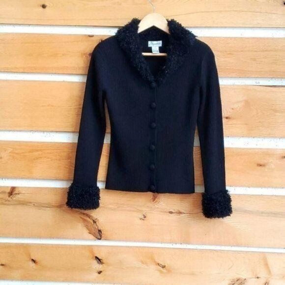 Vintage Gantos Vintage 2 Pc Skirt Suit w Knitted Collars, Sleeves, M Size S / US 4 / IT 40 - 1 Thumbnail