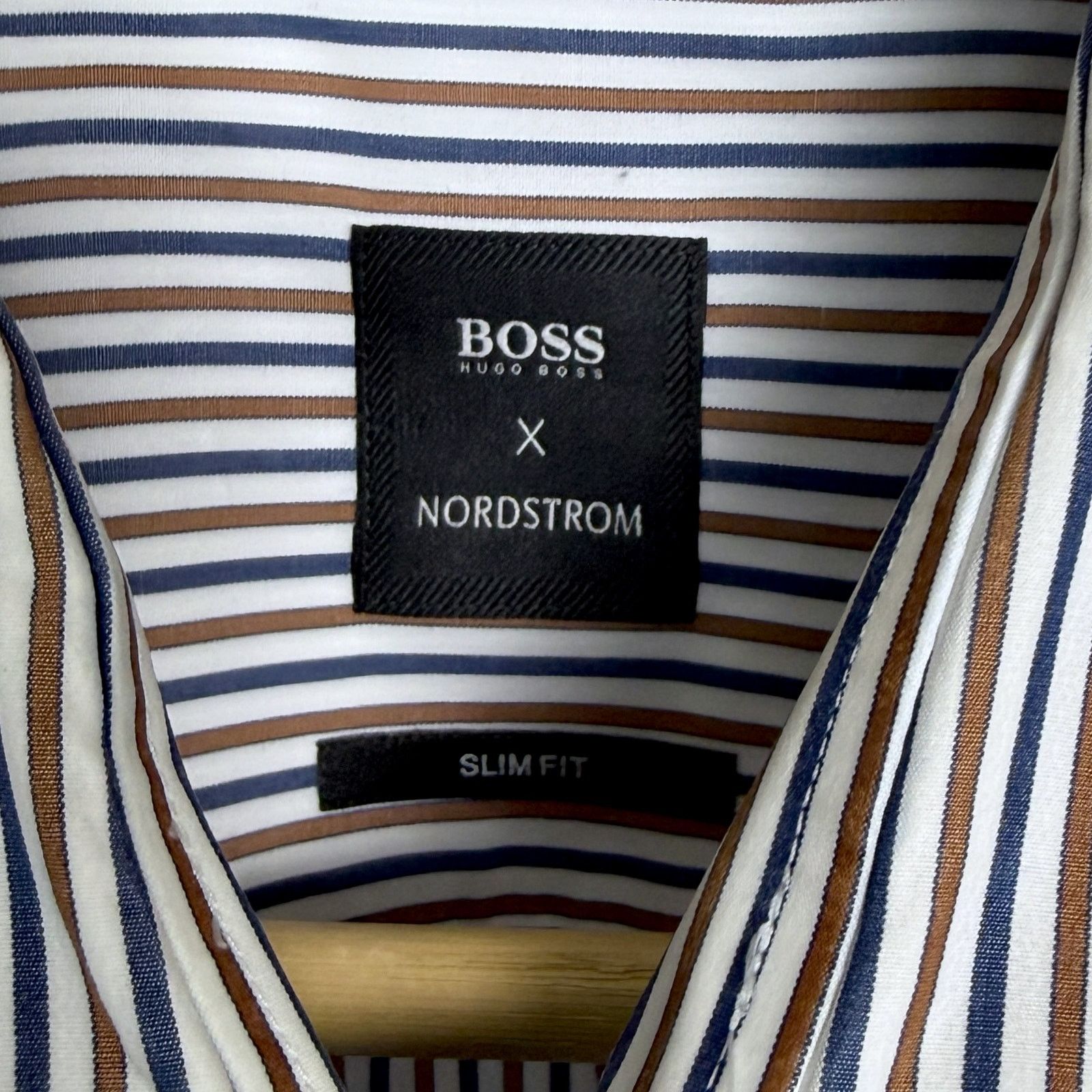 Hugo Boss Boss x Nordstrom Men 44 17.5 Long Sleeve Striped Dress Shirt Size US XL / EU 56 / 4 - 8 Thumbnail