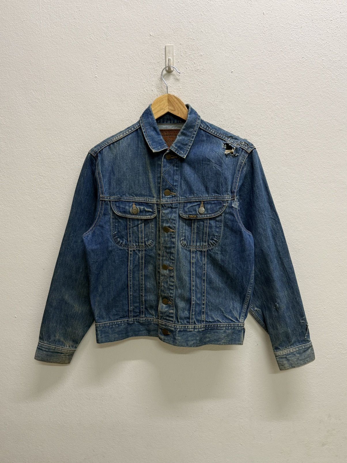 Edwin Vintage 80s Edwin Distressed Denim Trucker Jacket Jeans Size US S / EU 44-46 / 1 - 22 Thumbnail