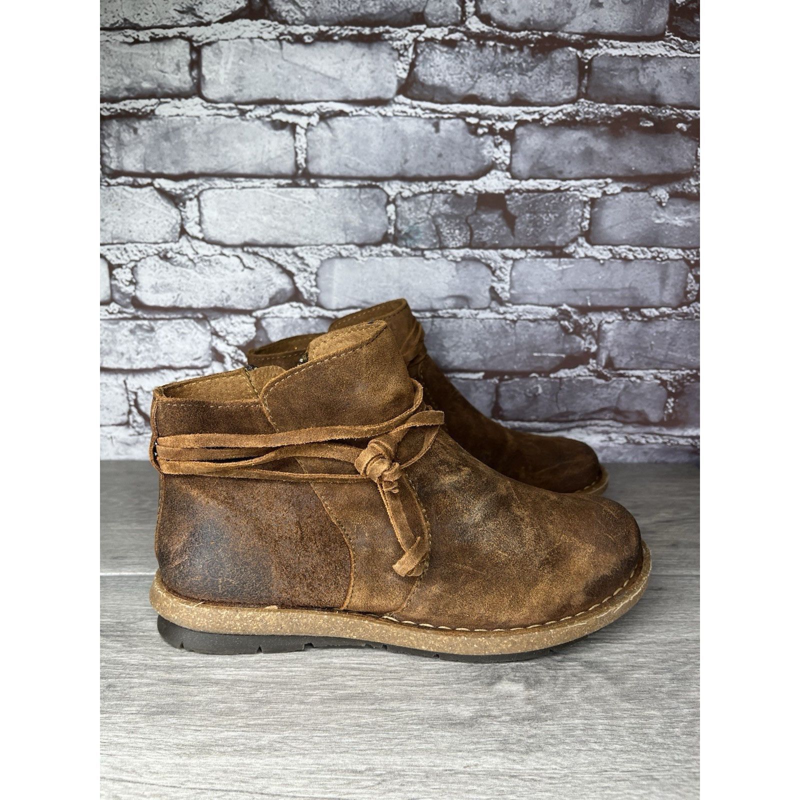 Born Born Ankle Boots Brown Suede Leather Lace Up Zip Booties Wom Size US 9 / IT 39 - 4 Thumbnail