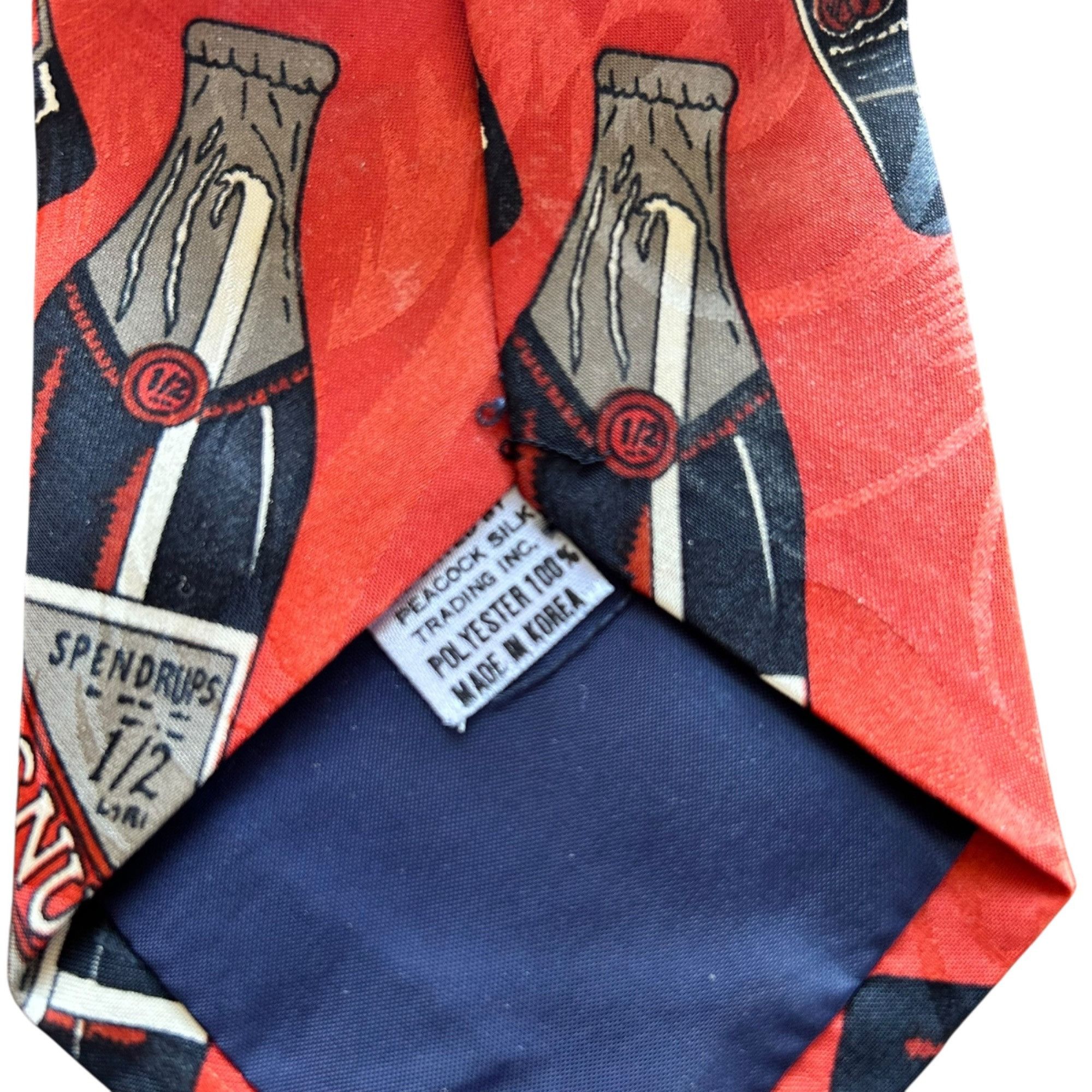 Vintage Burnt Orange Novelty Alcohol Print 100% Peacock Silk Tie Size ONE SIZE - 6 Thumbnail