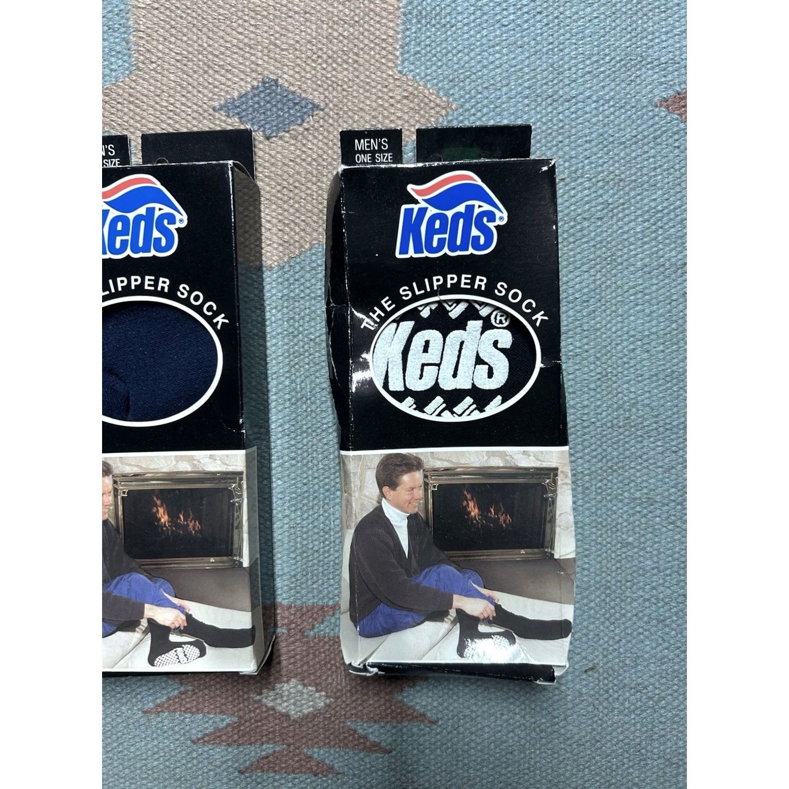 Keds VINTAGE Keds Slipper Socks OSFA Men Black 2 Pack Traction Sole 1980s Socks, Shoes & Accessories? Size ONE SIZE - 3 Thumbnail