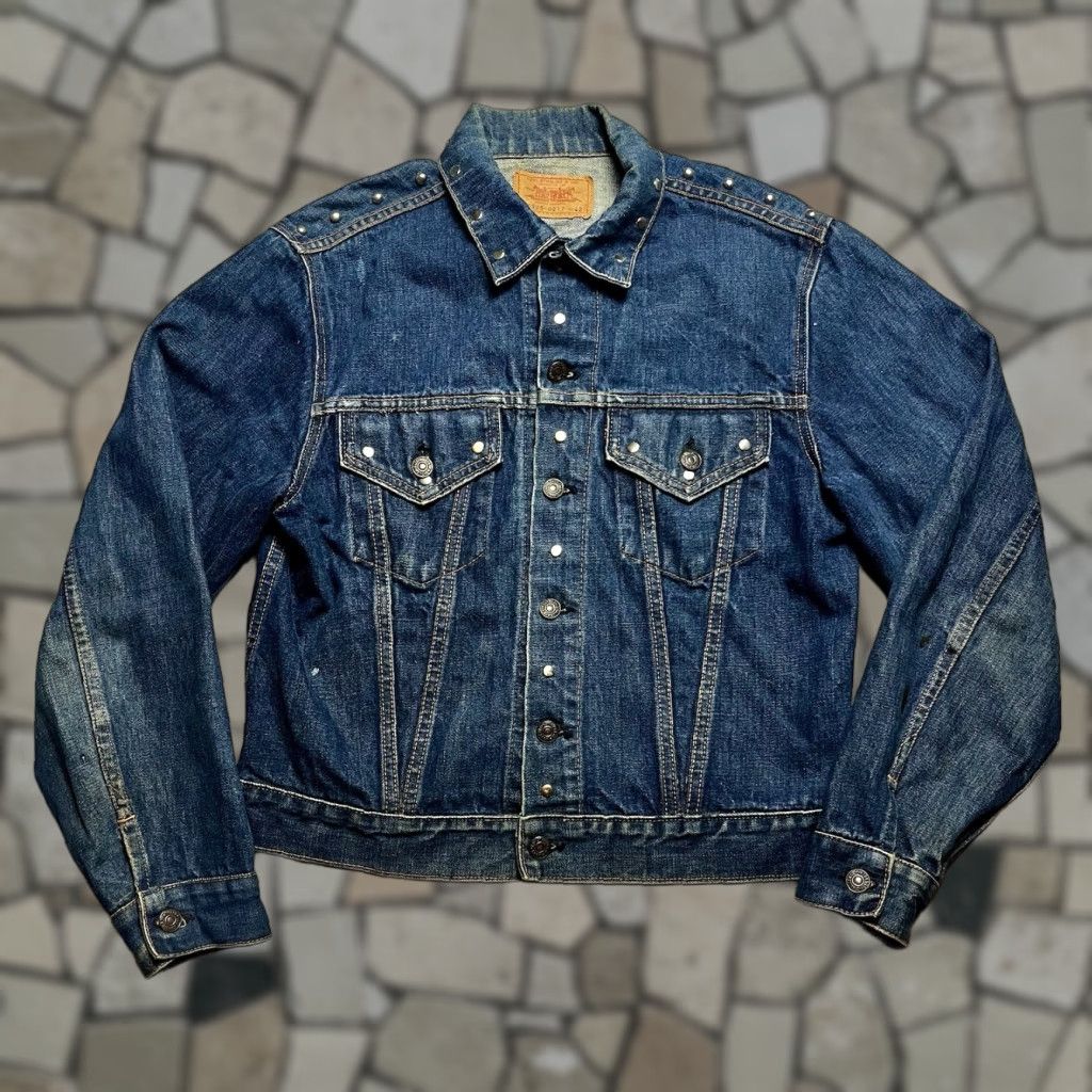 VINTAGE Levi’s Big E Type 3 Trucker Jacket Mens 42 Dark Blue Denim Studded Jacket