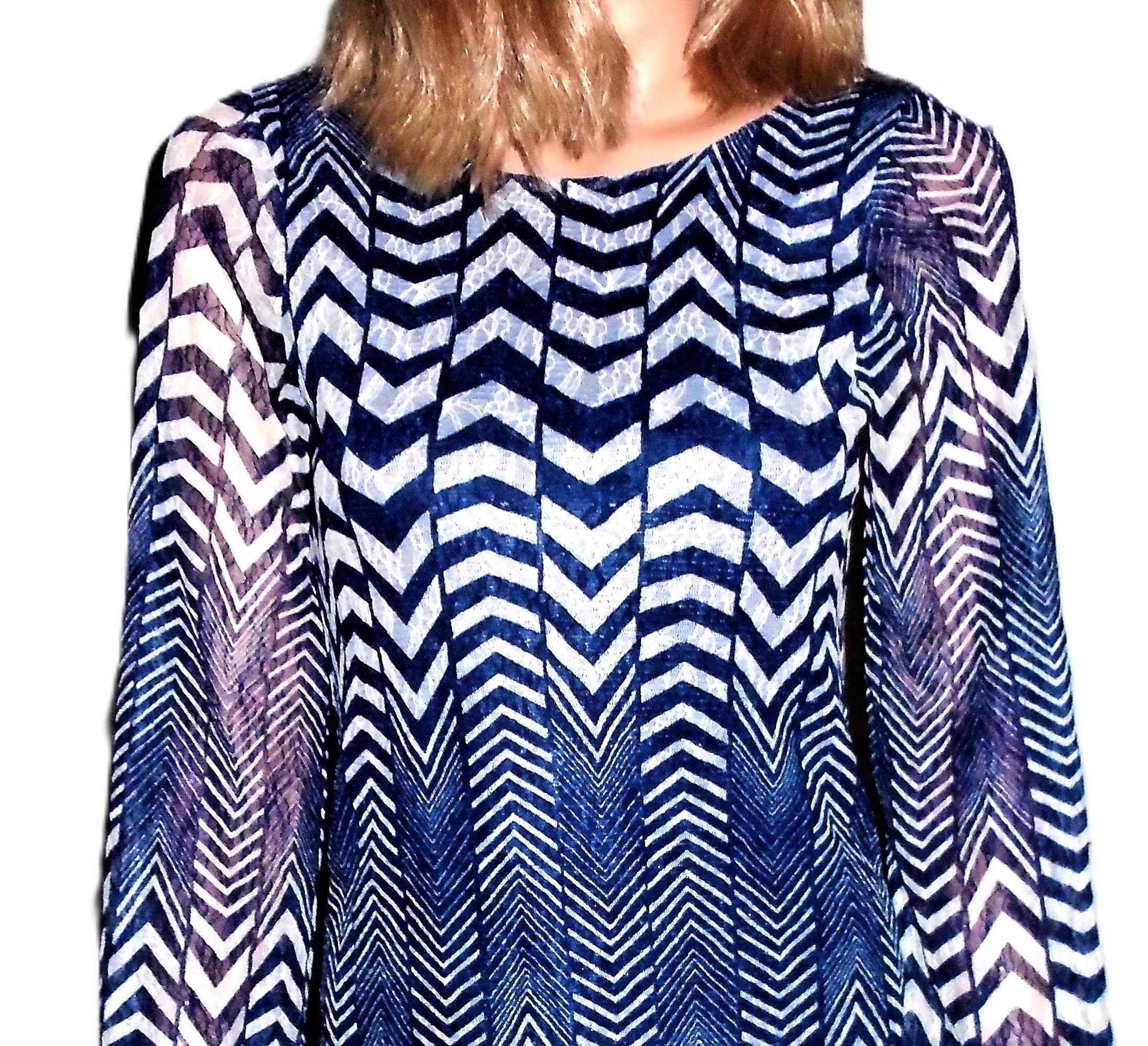 Other Fire Los Angeles Navy Blue White Zig Zag Dress S Size S / US 4 / IT 40 - 2 Thumbnail