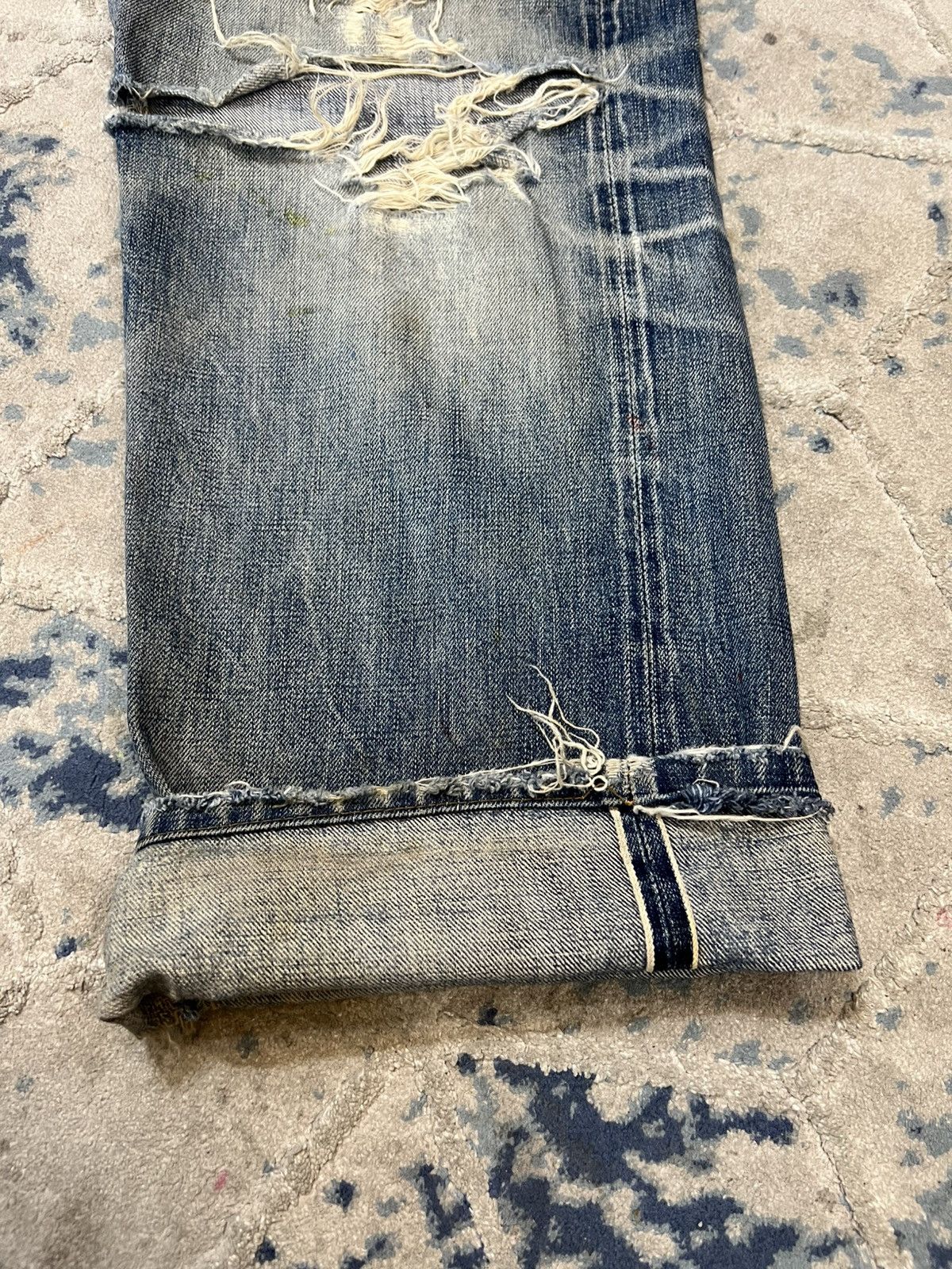Full Count & Co. Vintage Full Count & Co Selvedge Distressed Jeans Denim Size US 34 / EU 50 - 6 Thumbnail