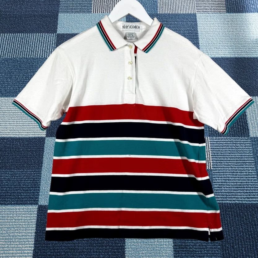 Izod IZOD Polo Shirt Women M White Red Blue Stripe Country Club Yacht Classic Size M / US 6-8 / IT 42-44 - 1 Thumbnail