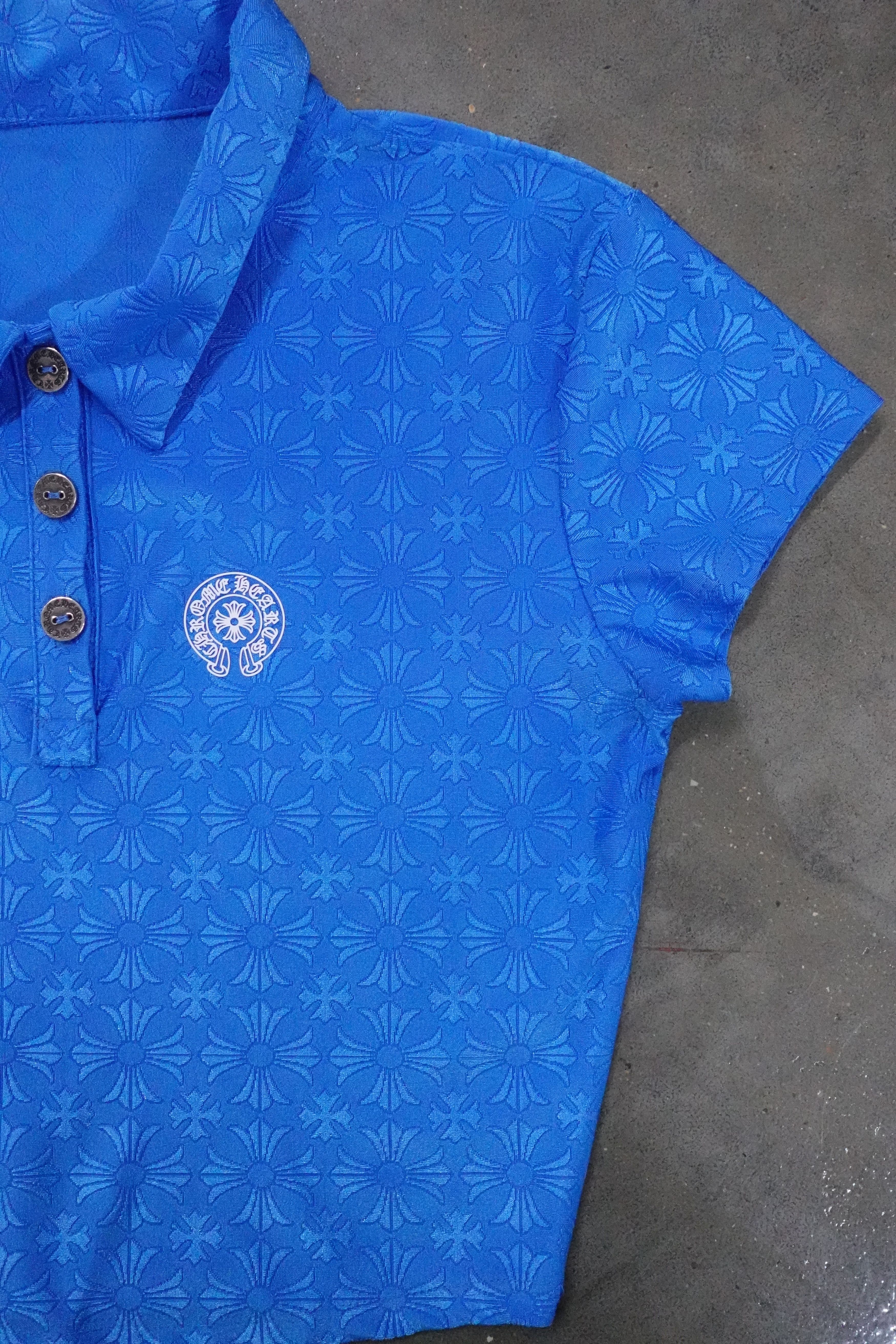 Chrome Hearts CHROME HEARTS MONOGRAM POLO CROP TOP BLUE Size S / US 4 / IT 40 - 2 Thumbnail
