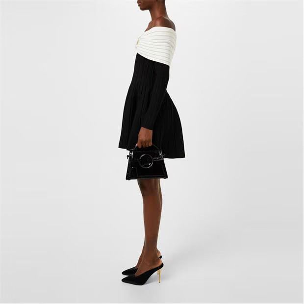 Balmain o1g2r1mq0924 Mini Dress in Black & Cream Size S / US 4 / IT 40 - 4 Thumbnail