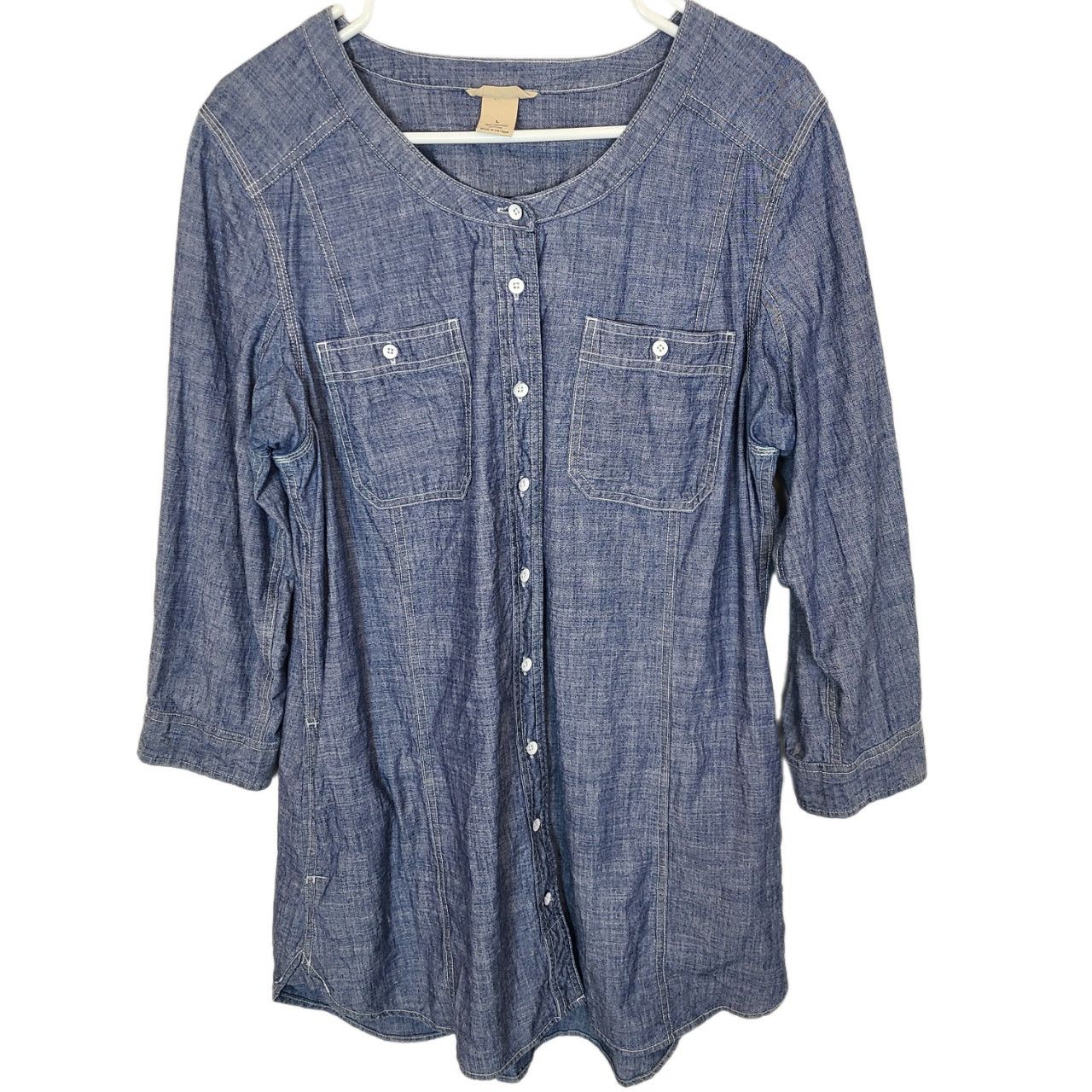 Duluth Trading Company Duluth Trading Co Shirt L Free Range Organic Chambray Tunic Size L / US 10 / IT 46 - 1 Thumbnail