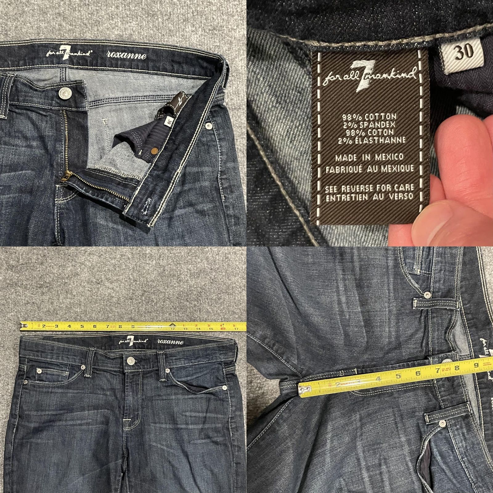 7 For All Mankind 7 For All Mankind Jeans Roxanne Womens 30 Slim Low Rise Denim Blue 7 For All Mankind Embroidered Pockets Womens Size 24" / US 00 / IT 34 - 8 Thumbnail