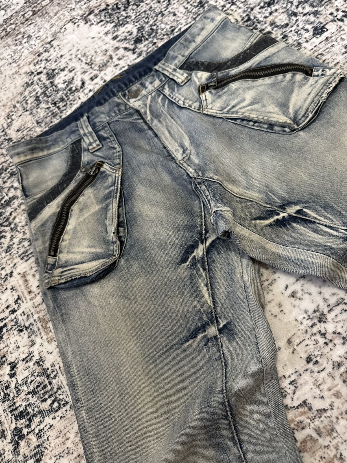 If Six Was Nine 2000s PPFM Japan Panneled Curved Leg Stacked Jeans Size US 33 - 9 Thumbnail