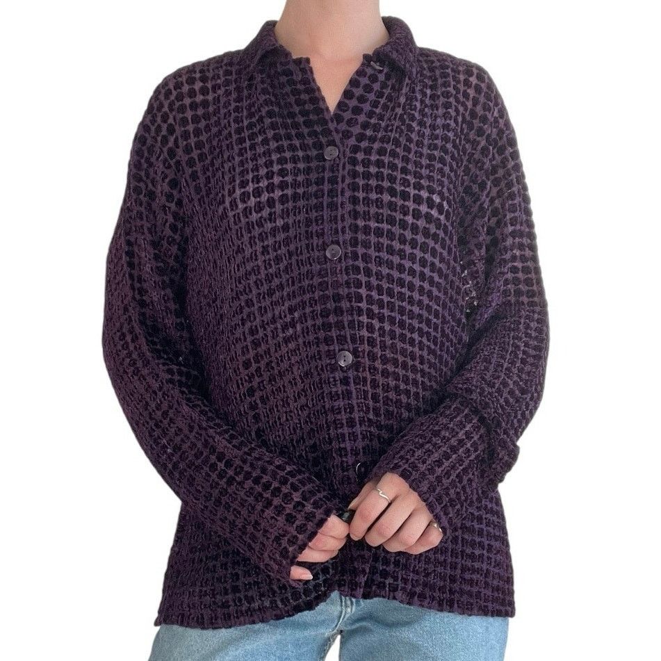 Coldwater Creek Coldwater Creek Vtg. Purple Sheer Polka Dot Button Down Size M / US 6-8 / IT 42-44 - 3 Thumbnail